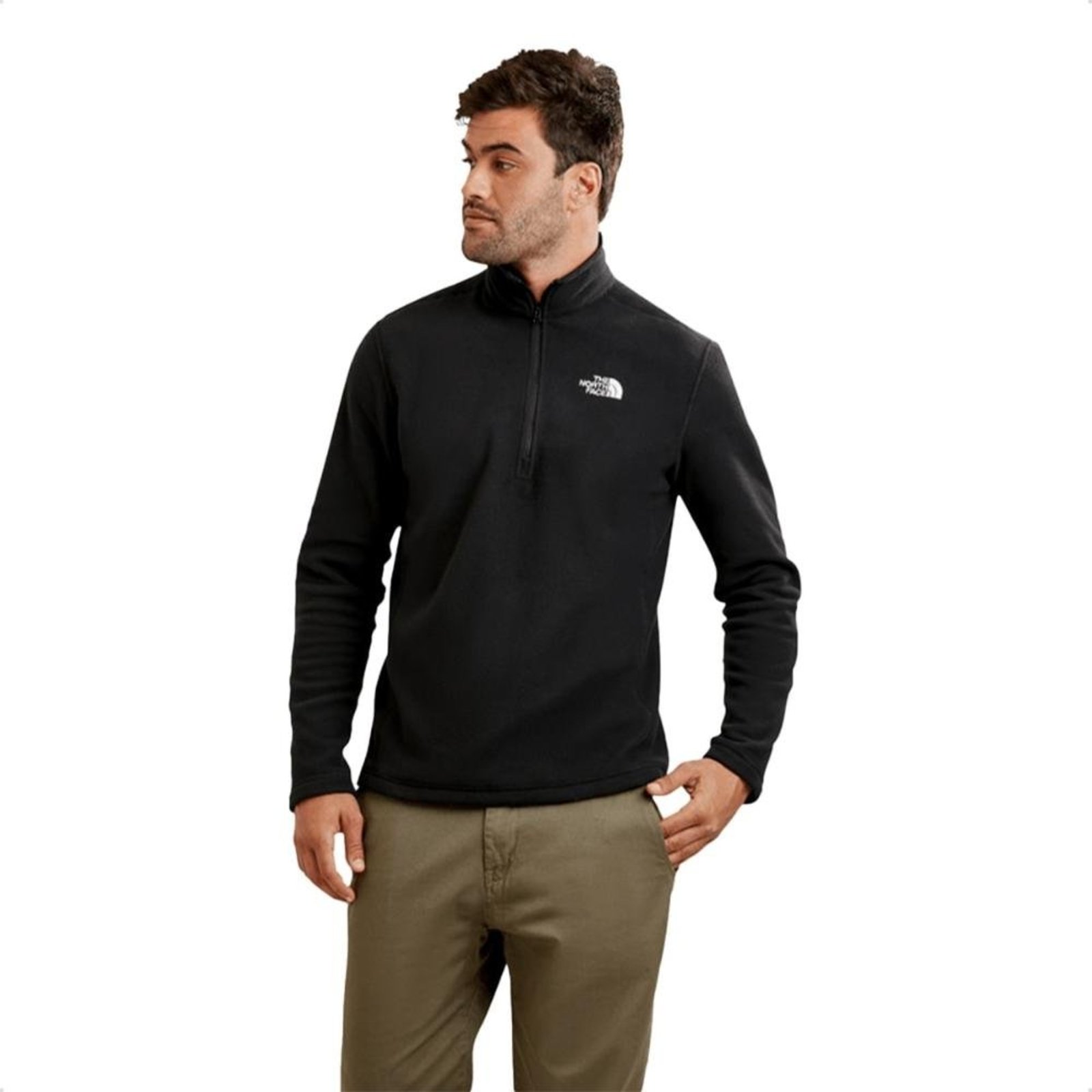Blusa The North Face Masculina TKA 100 Fleece Glacier 1/4 Zíper Preto