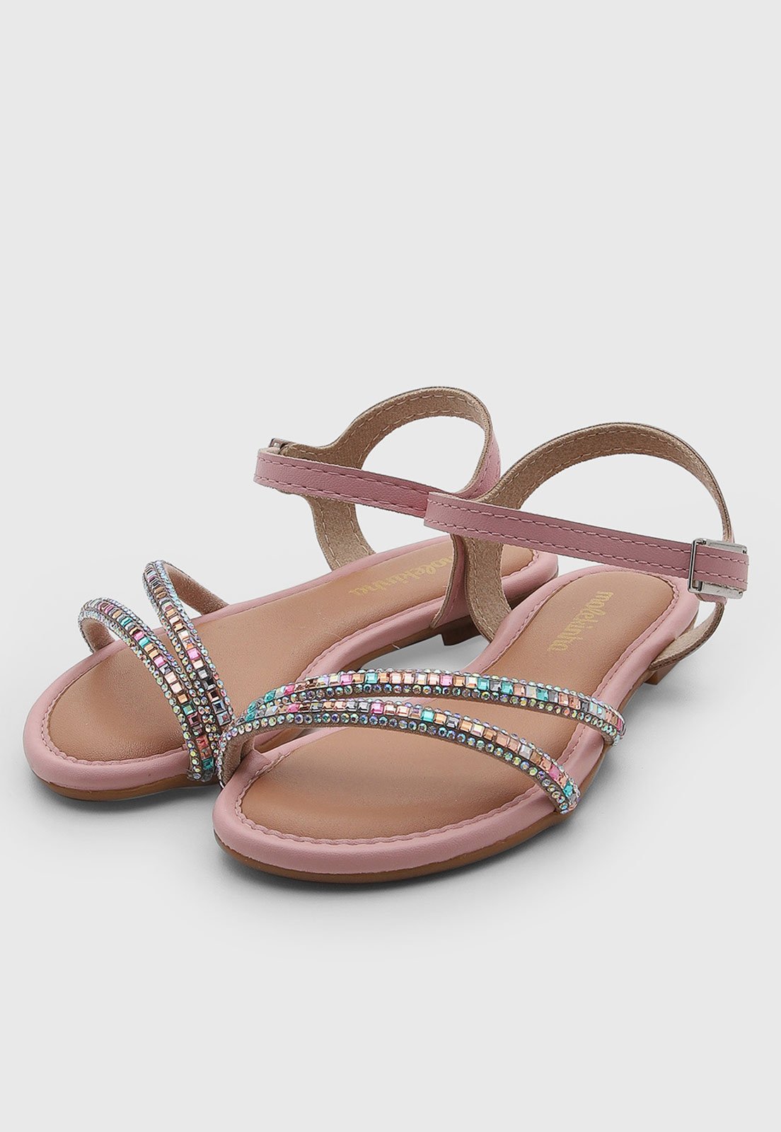 Infantil - Sandália Molekinha Tiras Strass Rosa