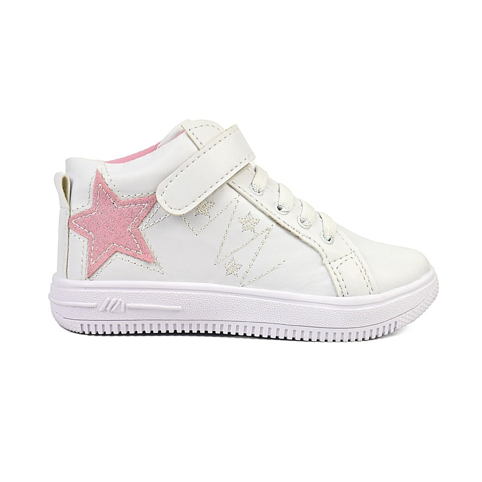 Infantil - Tênis Feminino Cano Alto Estrela Glitter Branco Lulopé