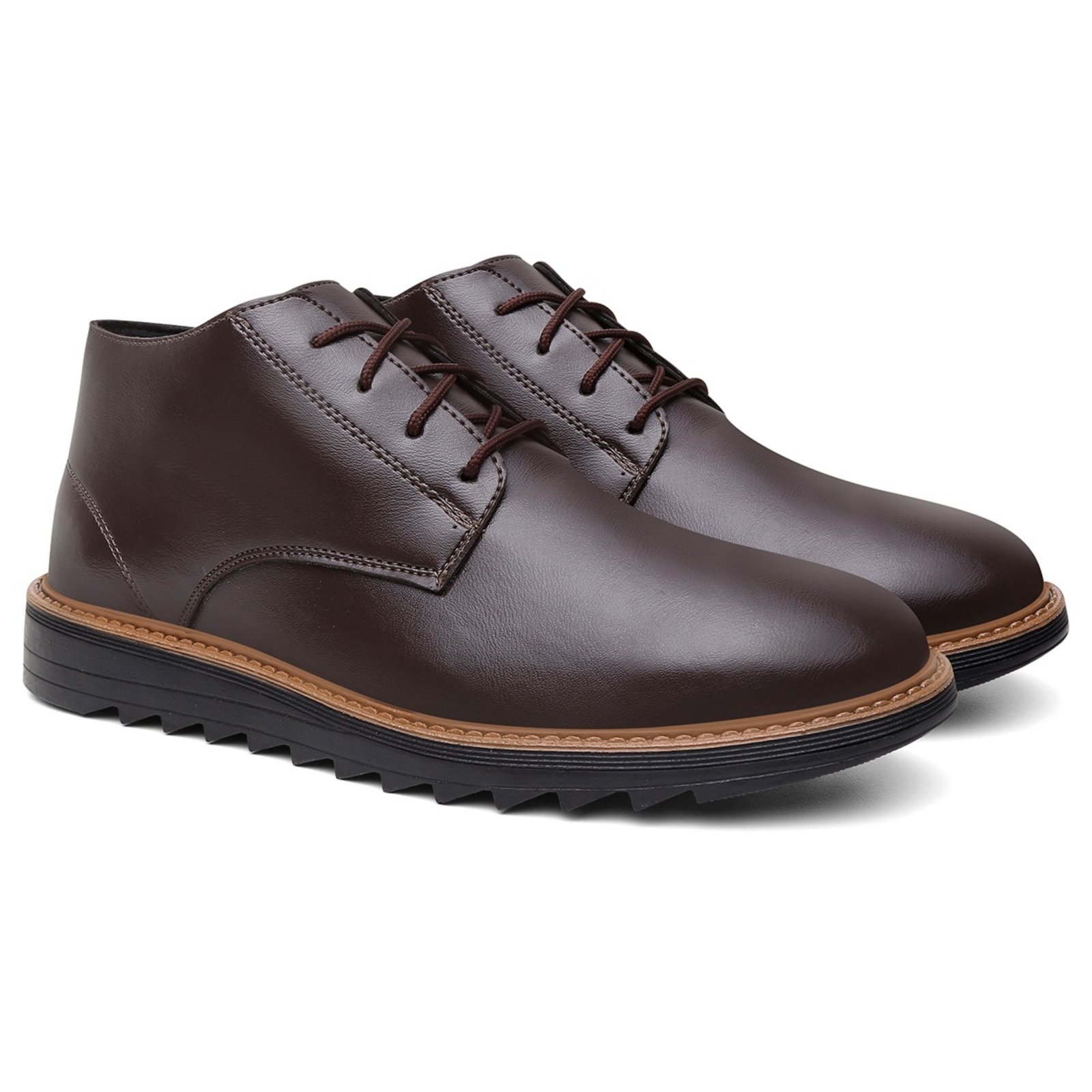 Sapato Masculino Casual A. Andrade Derby Cano Baixo Bota Social Amarrar Leve Tendência Café