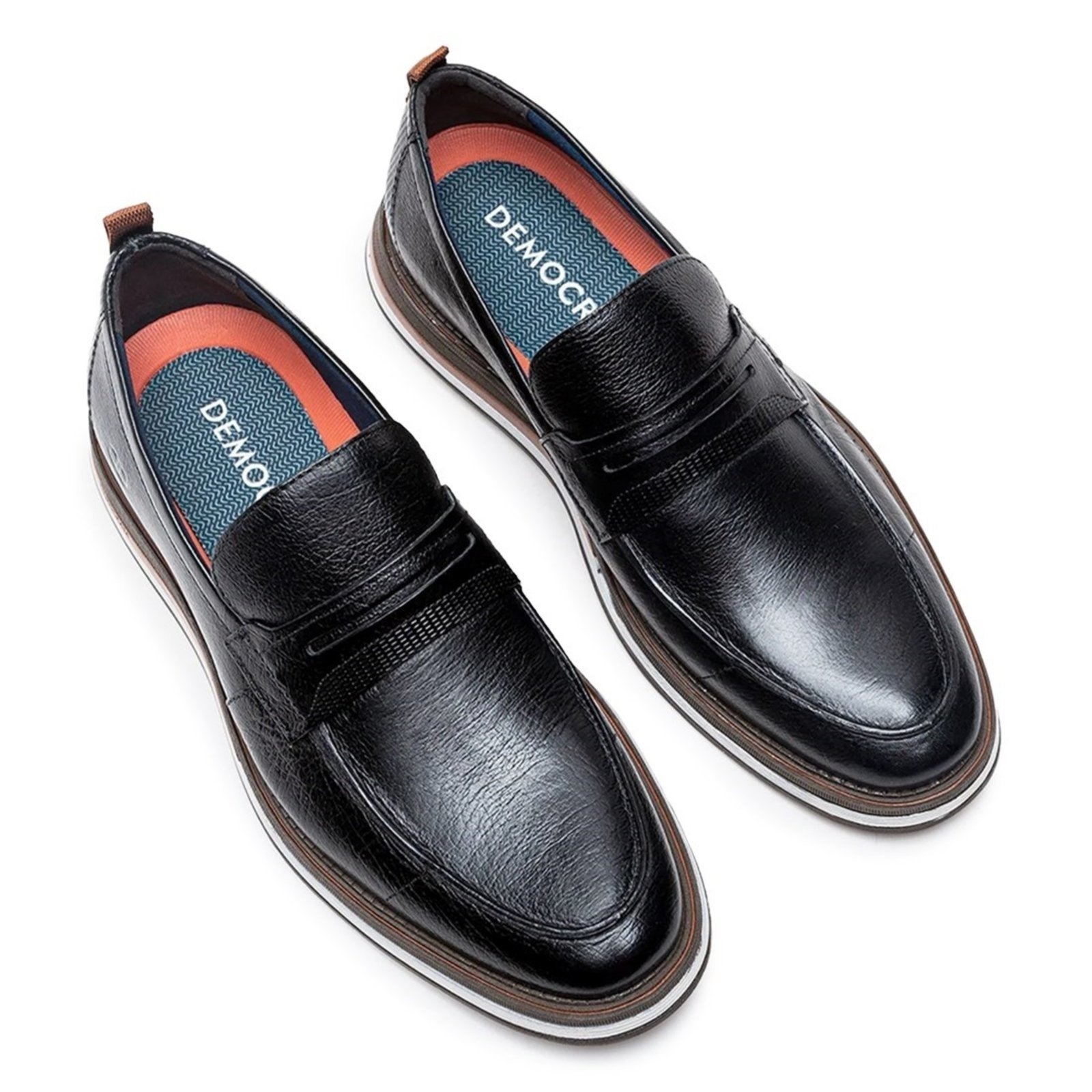 Vista 3 Sapato Social De Couro Democrata Metropolitan Type 272103 preto DEMOCRATA preto
