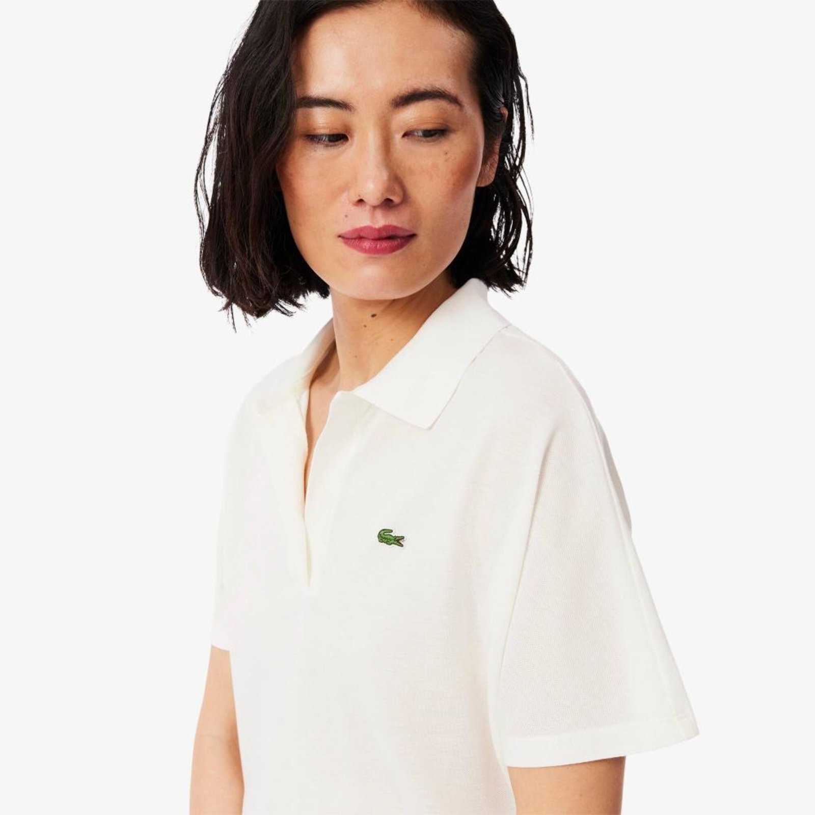 Vista 3 Camisa Polo Lacoste Fluid Piqué, ajuste folgado branco Lacoste branco
