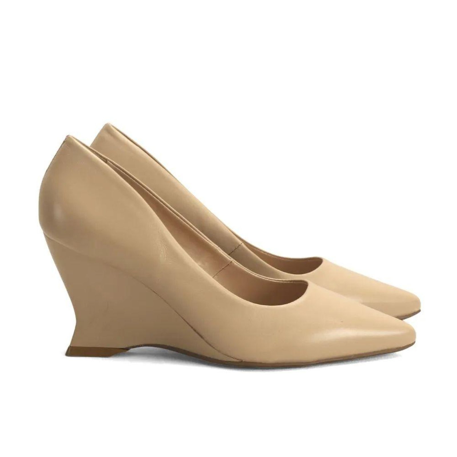 Scarpin Couro Anabelado Amêndoa Ana Mello Elegância Casual Incolor