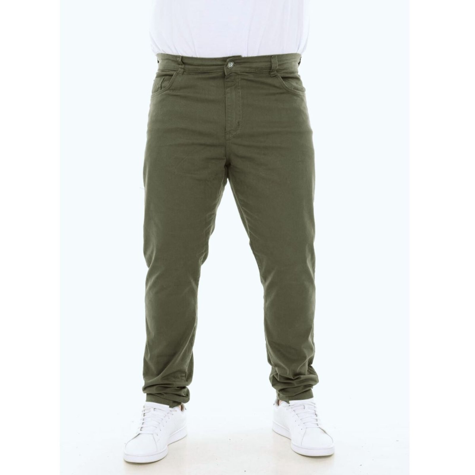 Calça Tradicional Masculina Plus Size Verde Musgo