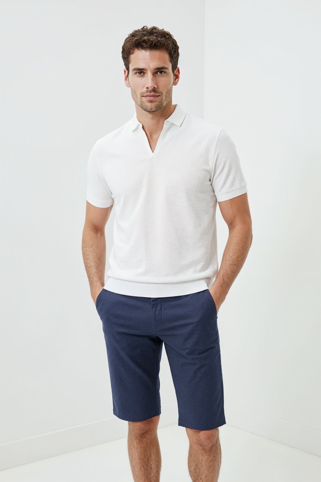 Bermuda Alfaiataria Slim Traymon Azul