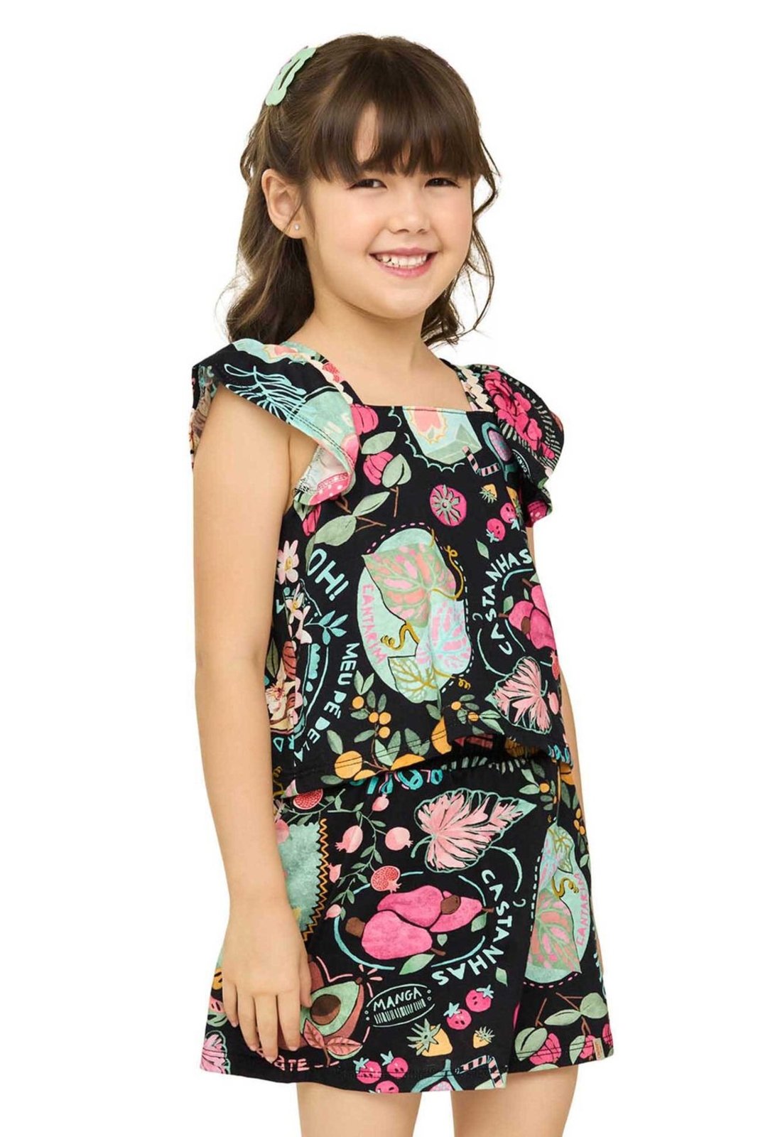 Infantil - Conjunto Cantarim Menina Tropical Elian Preto