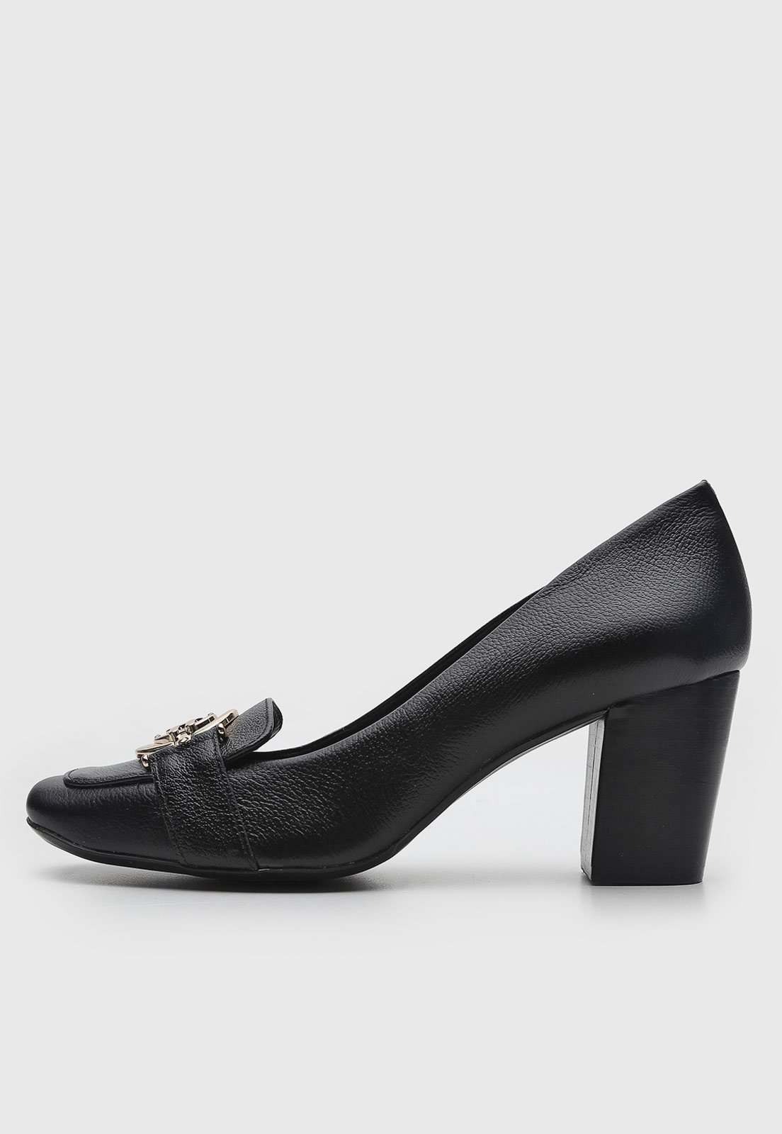Scarpin Feminino Jorge Bischoff Bico Quadrado Metal Preto