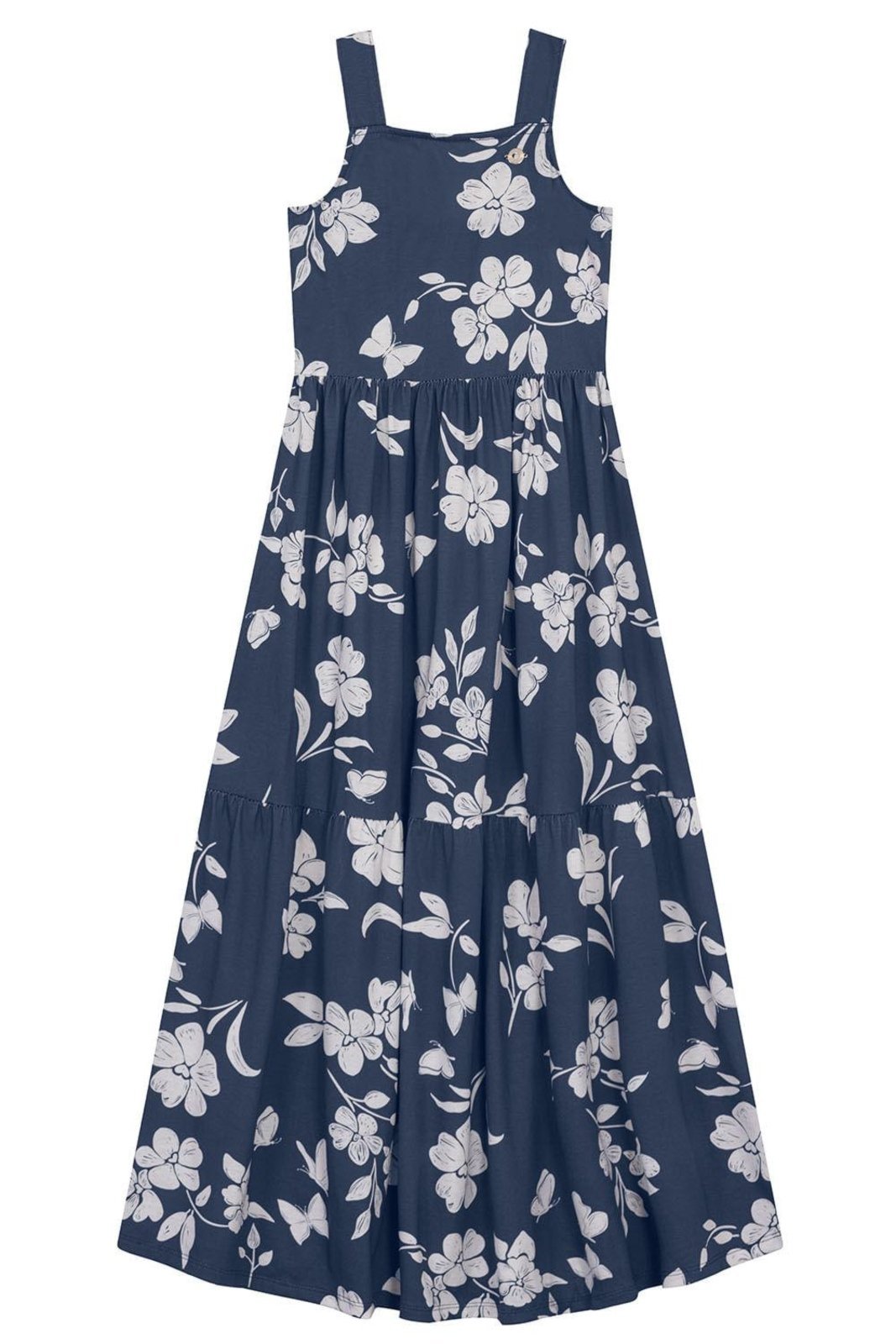 Infantil - Vestido longo menina de flores Brandili Azul