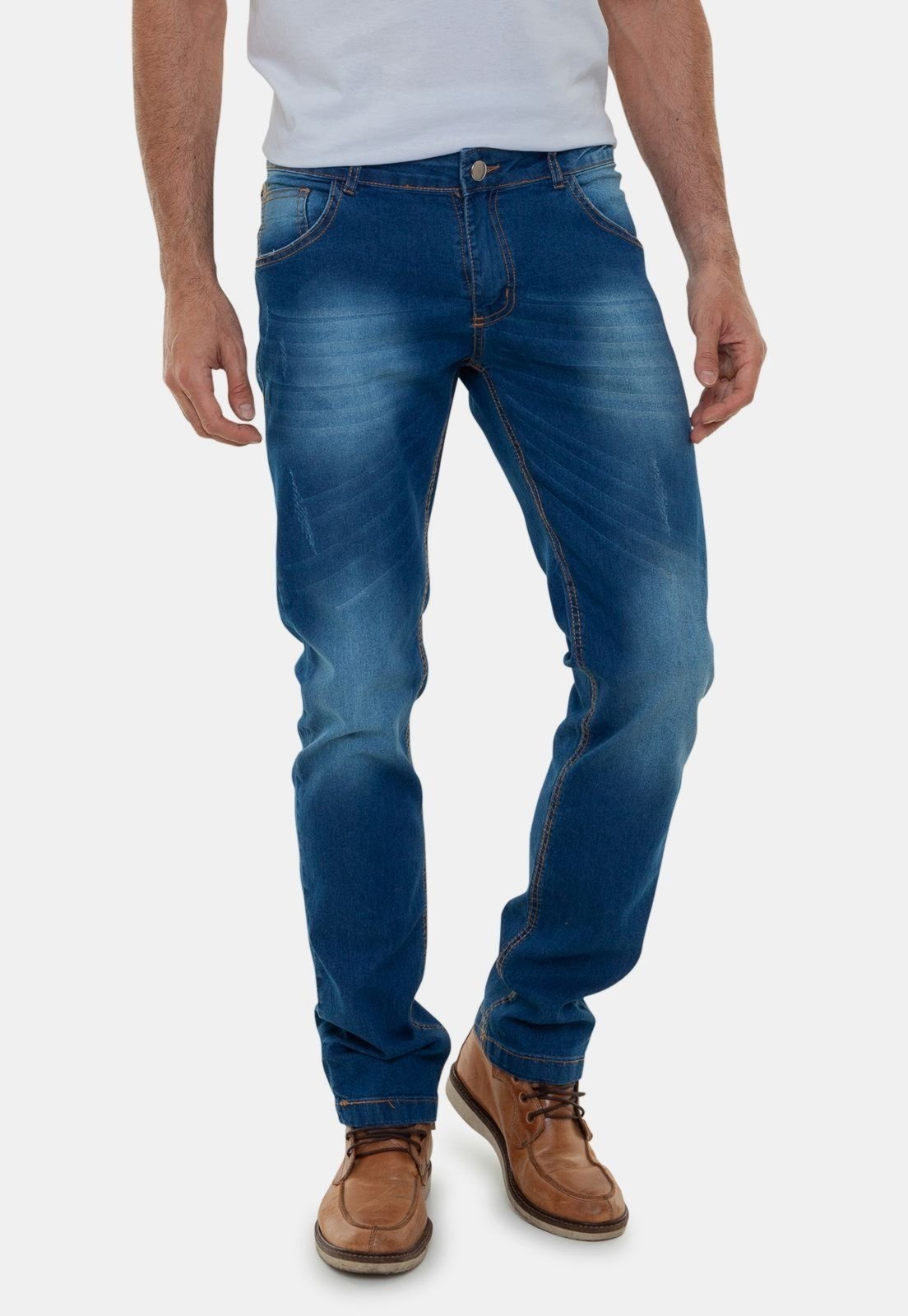 Calça Jeans Masculina Versatti Reta Tradicional Lavagem Azul Marinho Buenos Aires