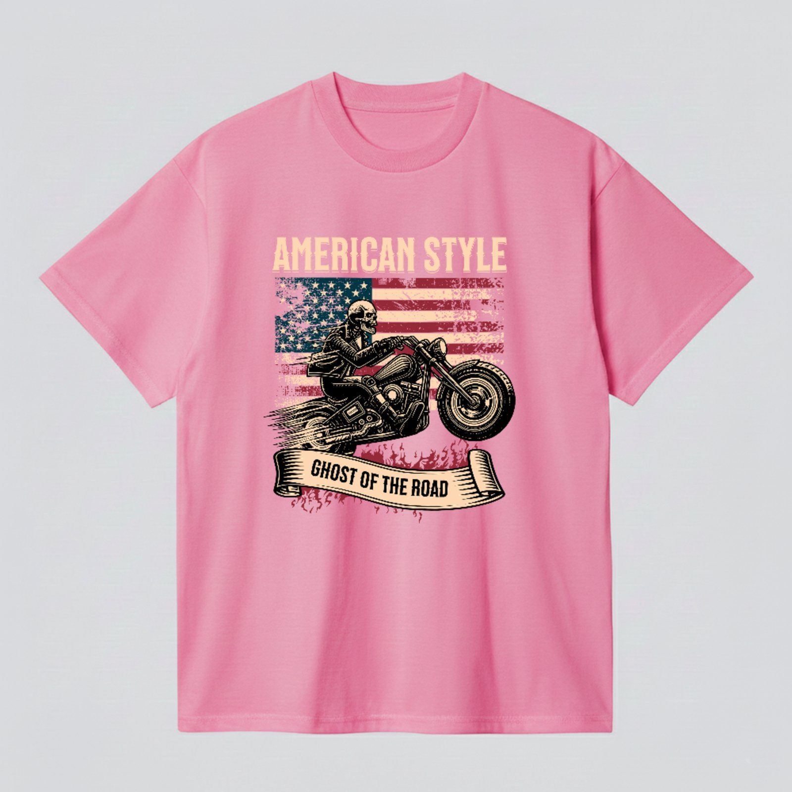 Camiseta Básica American Style Moto Vintage Unissex Rosa