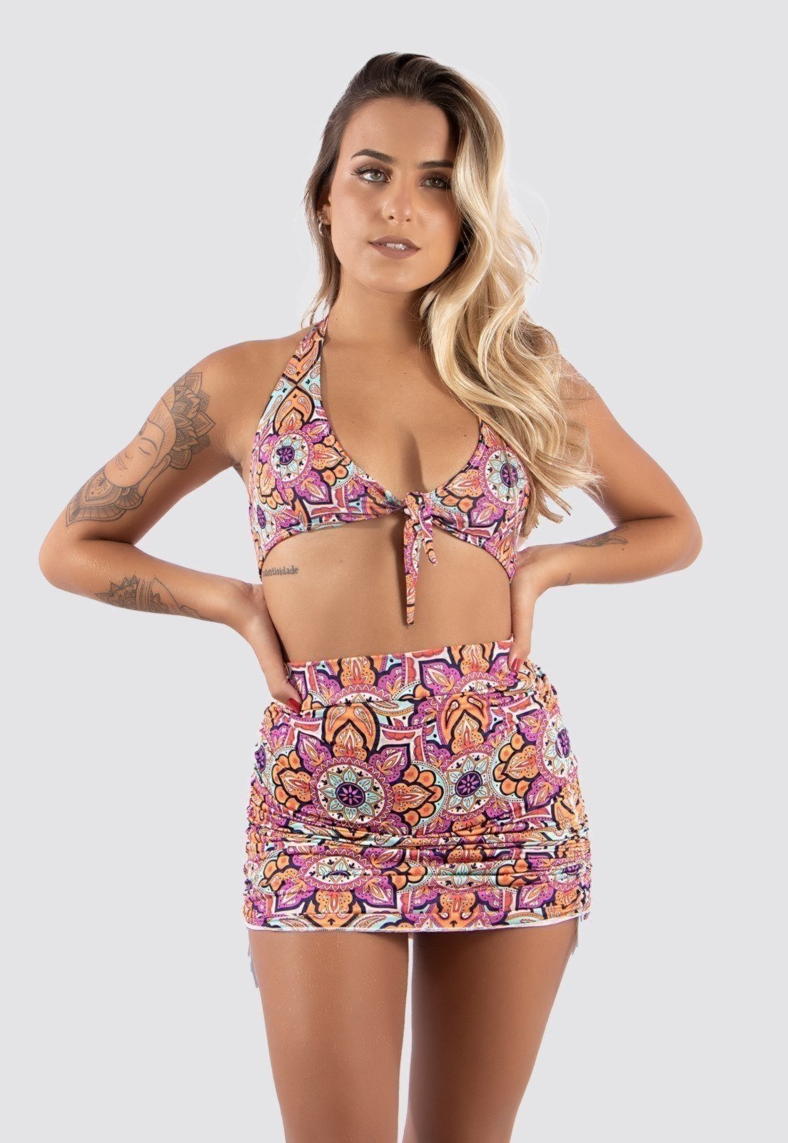 Saída de Praia Diluxo Estampada Mandala Rosa
