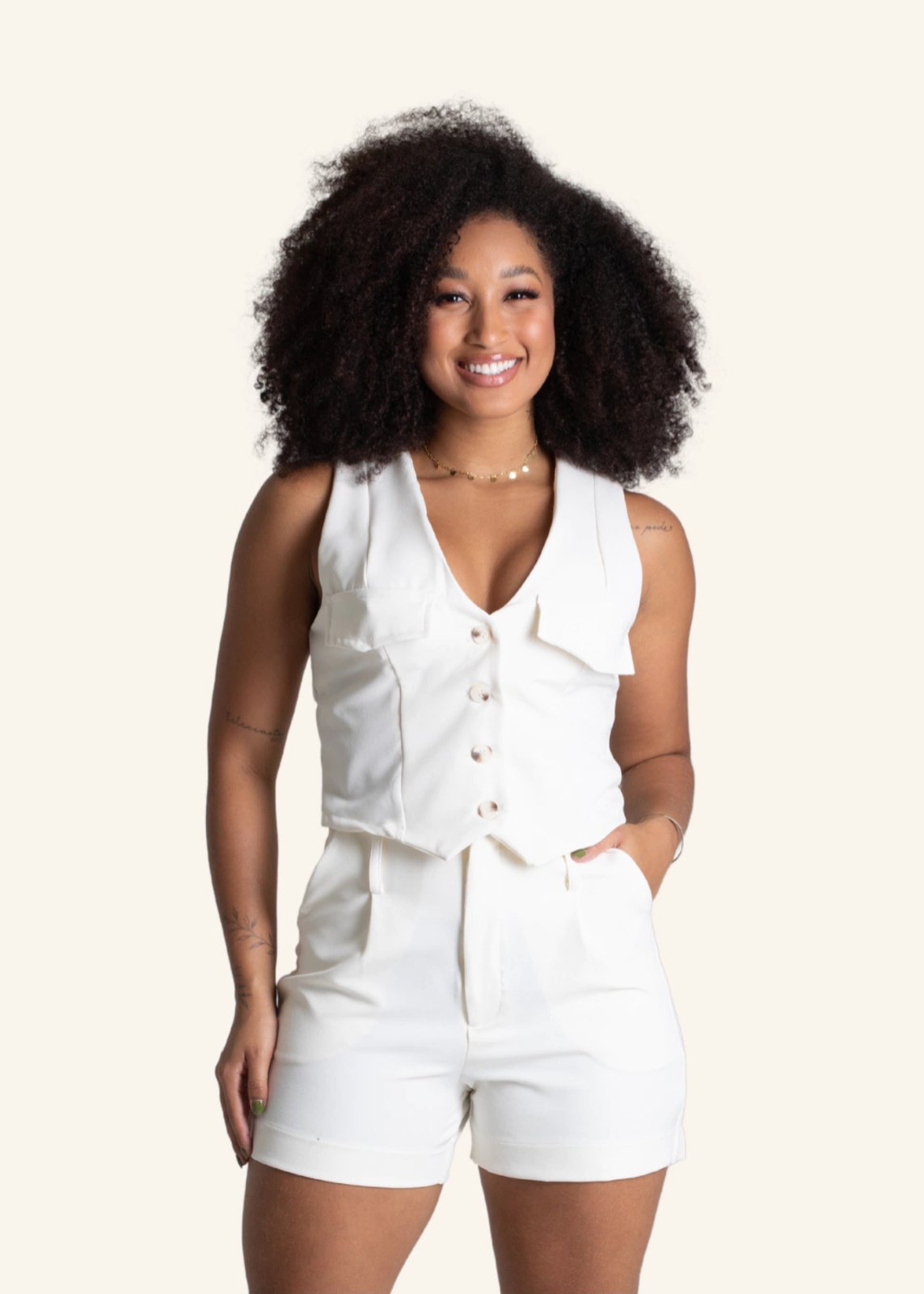 Shorts Alfaiataria Requinte SAWARY FASHION OFF WHITE