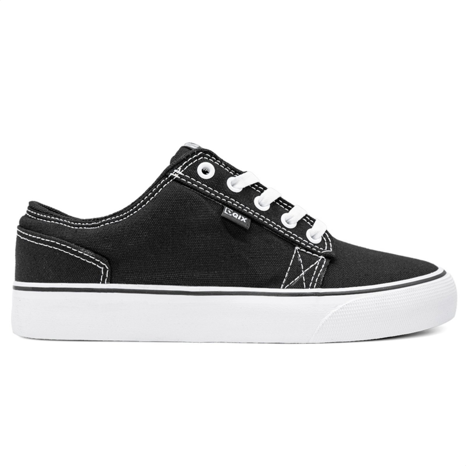 Vista 2 Tênis Qix Allan Mesquita Vulcanizado Unissex Branco preto Qix preto