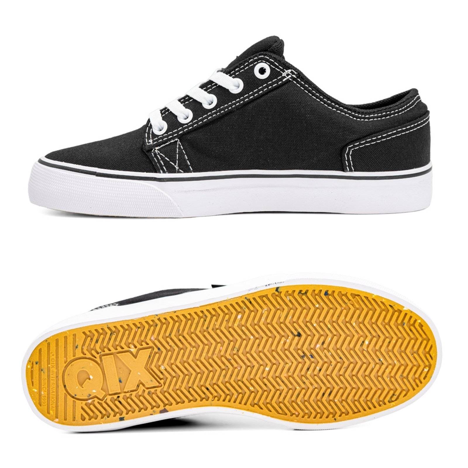 Vista 3 Tênis Qix Allan Mesquita Vulcanizado Unissex Branco preto Qix preto