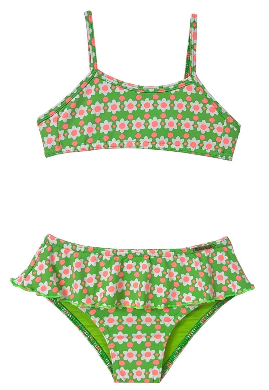 Conjunto Biquíni Metida Moça Estampado com Babados