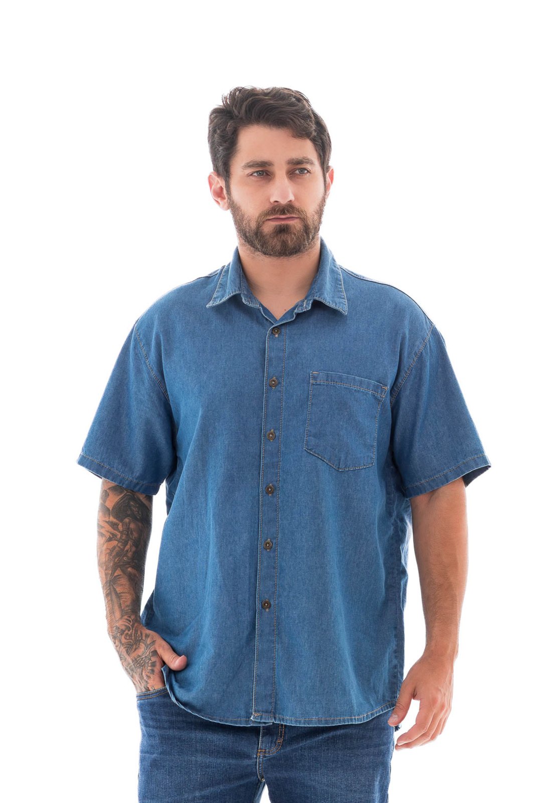 Camisa Jeans Masculina M/c Arauto Leve