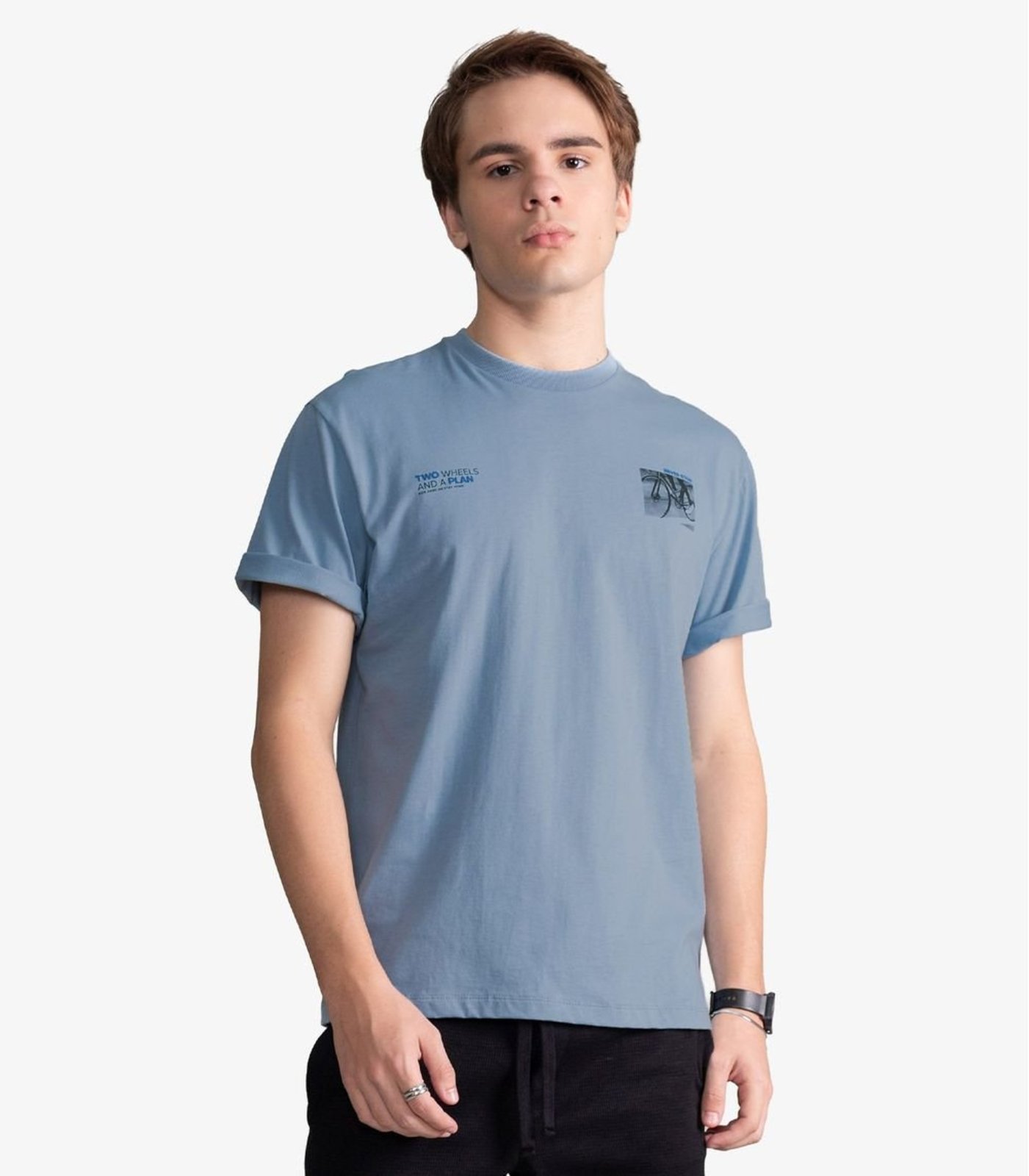 Infantil - Camiseta Masculina Meia Malha Com Estampa Minty Azul