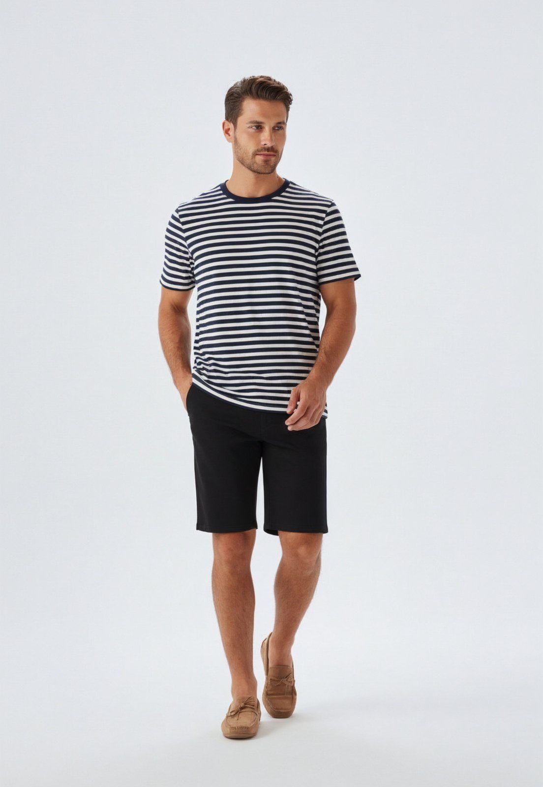 Bermuda Chino Slim Alfaiataria Traymon Preto