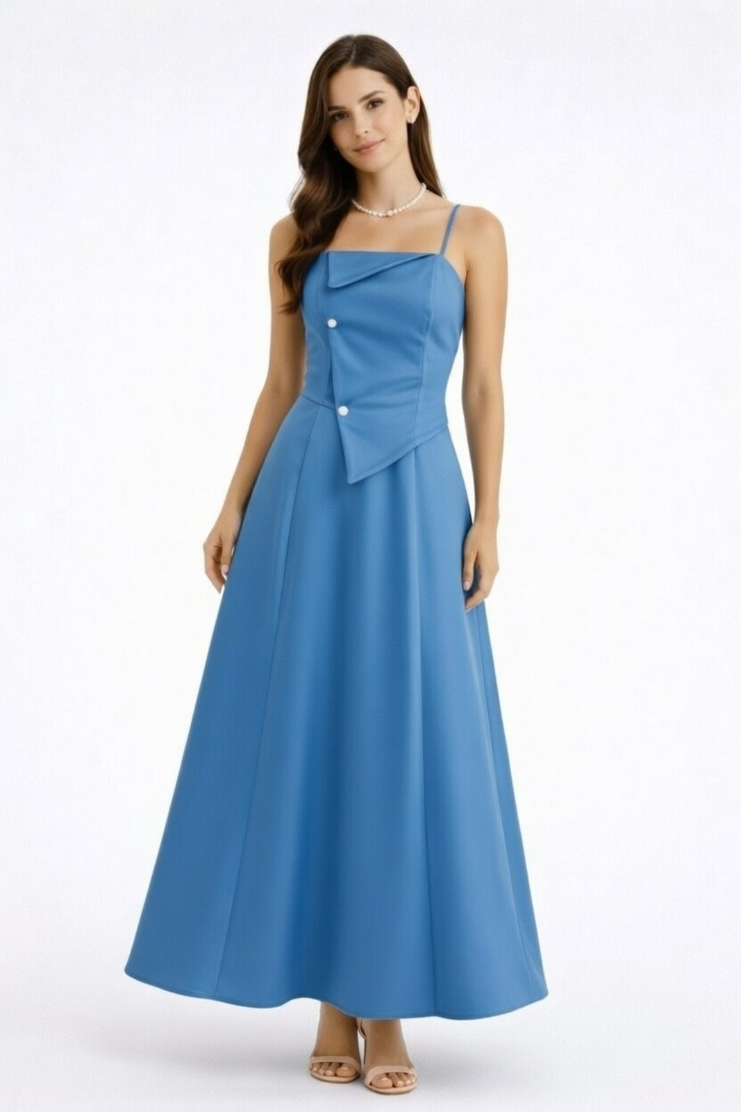 Vestido Longo D Bell Outlet Fashion Alcinha Transpassado Azul