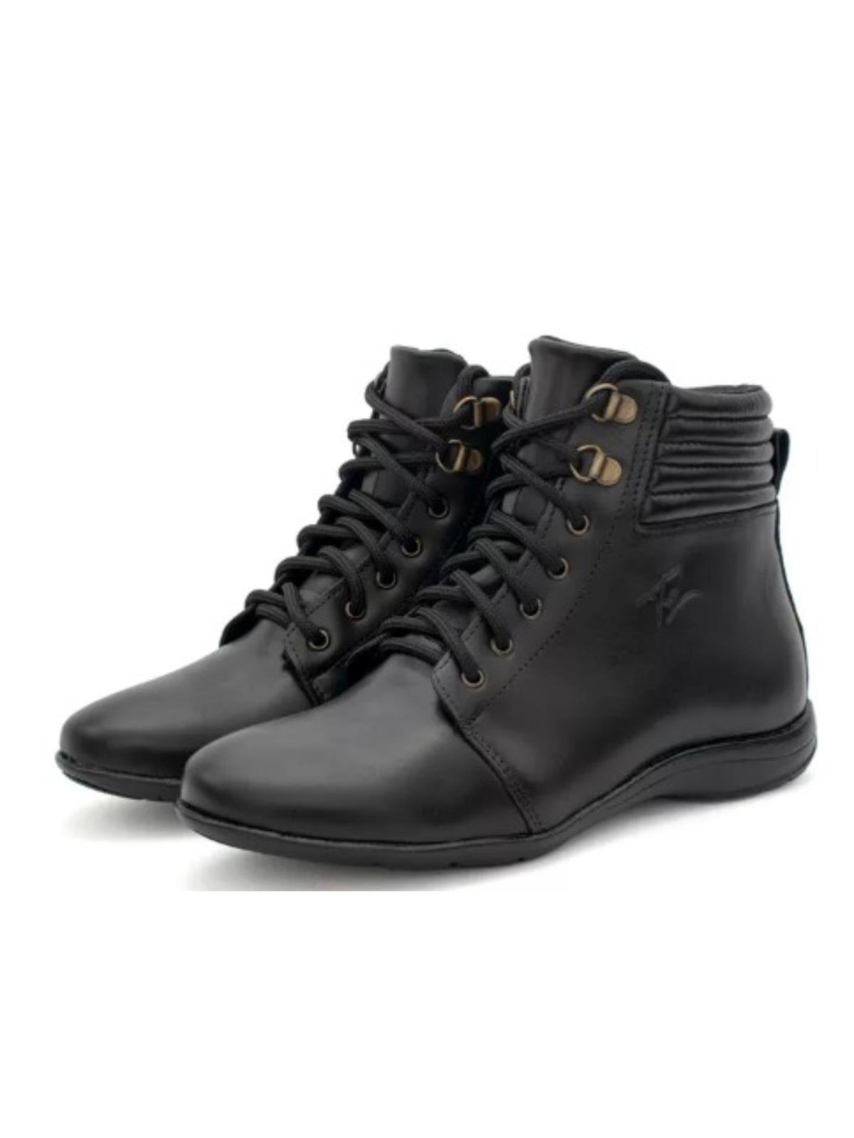Bota Feminina Couro Cano Curto Zíper Casual Moderna Estilosa