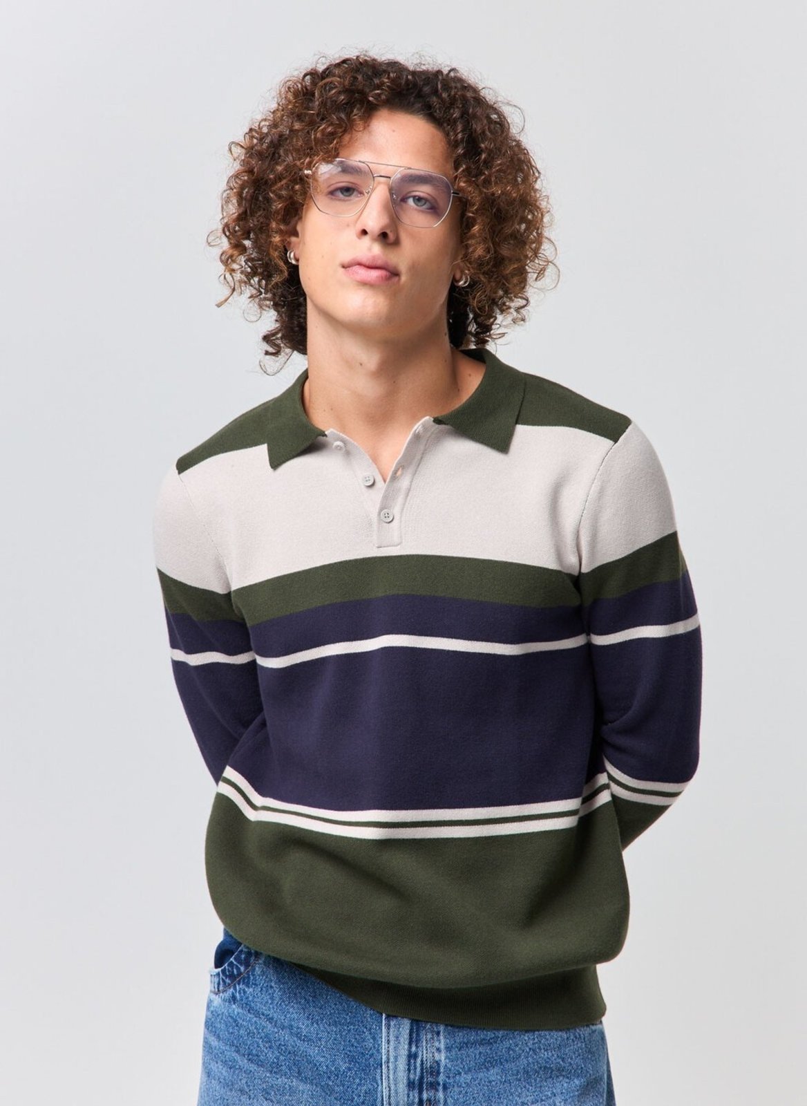 Camiseta Polo Manga Longa Tricô Listrada