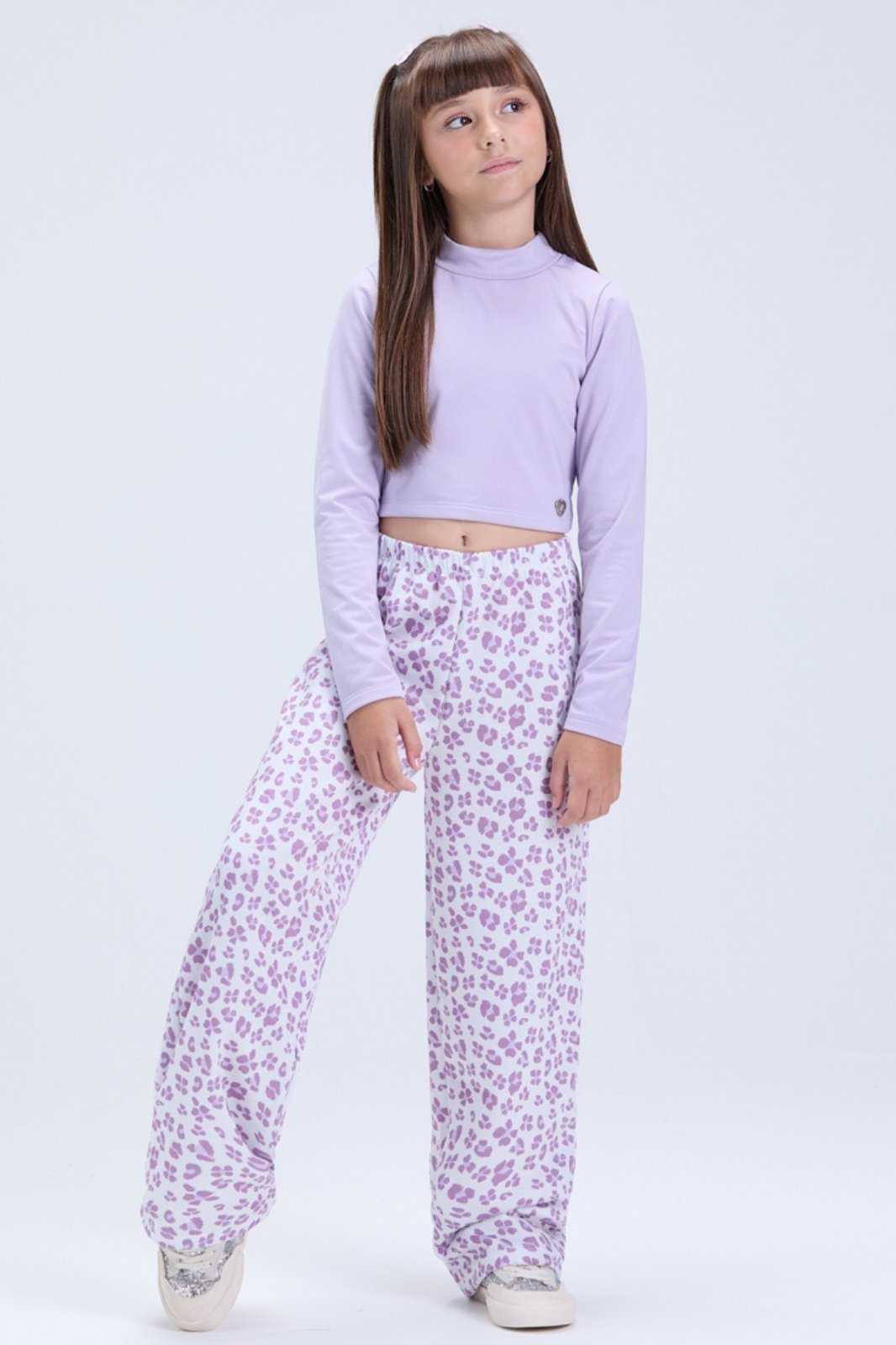 Vista 2 Infantil - Conjunto Feminino de Inverno Cropped e Calça Oncinha VIDA COSTEIRA preto VIDA COSTEIRA preto