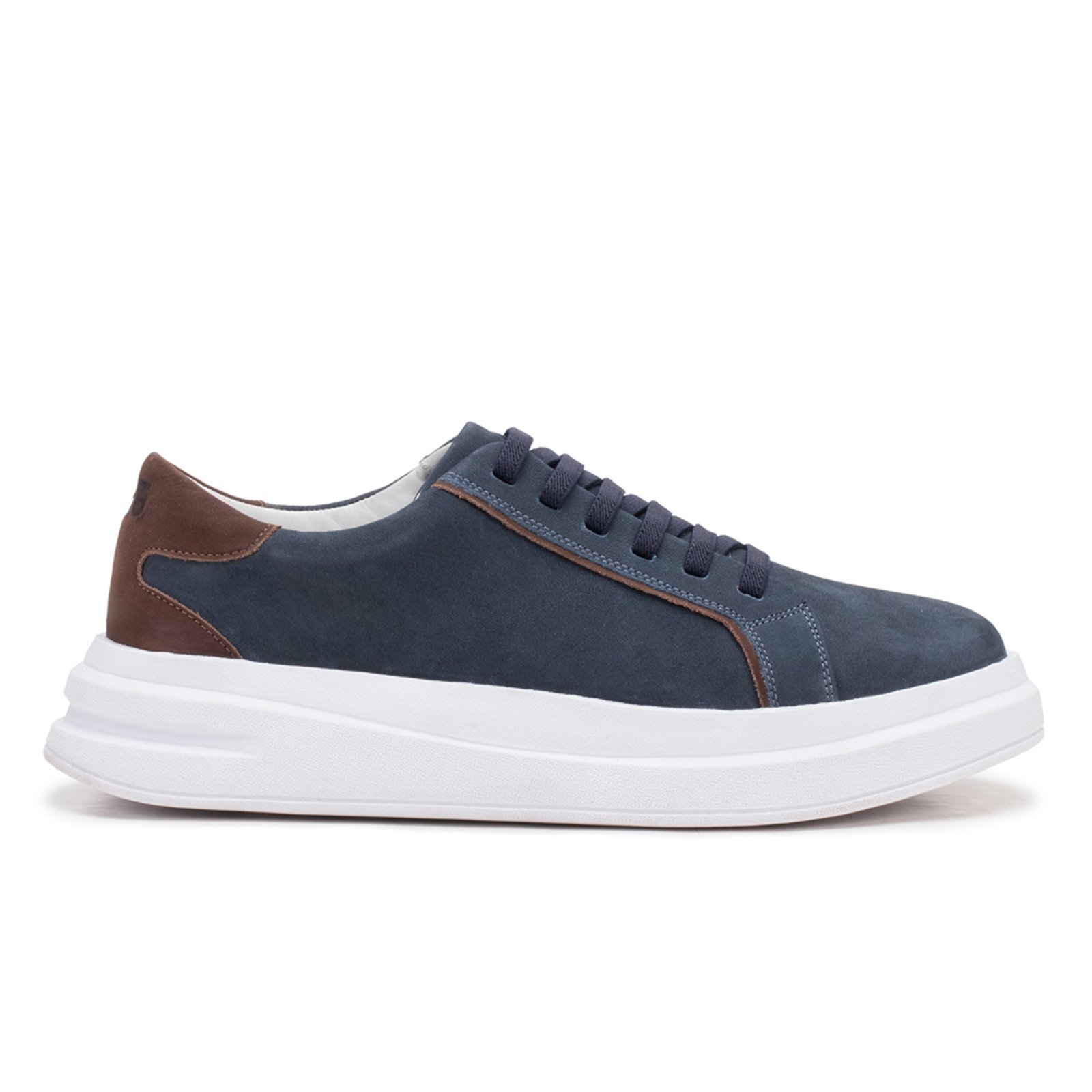 Tênis Masculino Shalom Casual em Couro Azul Marinho