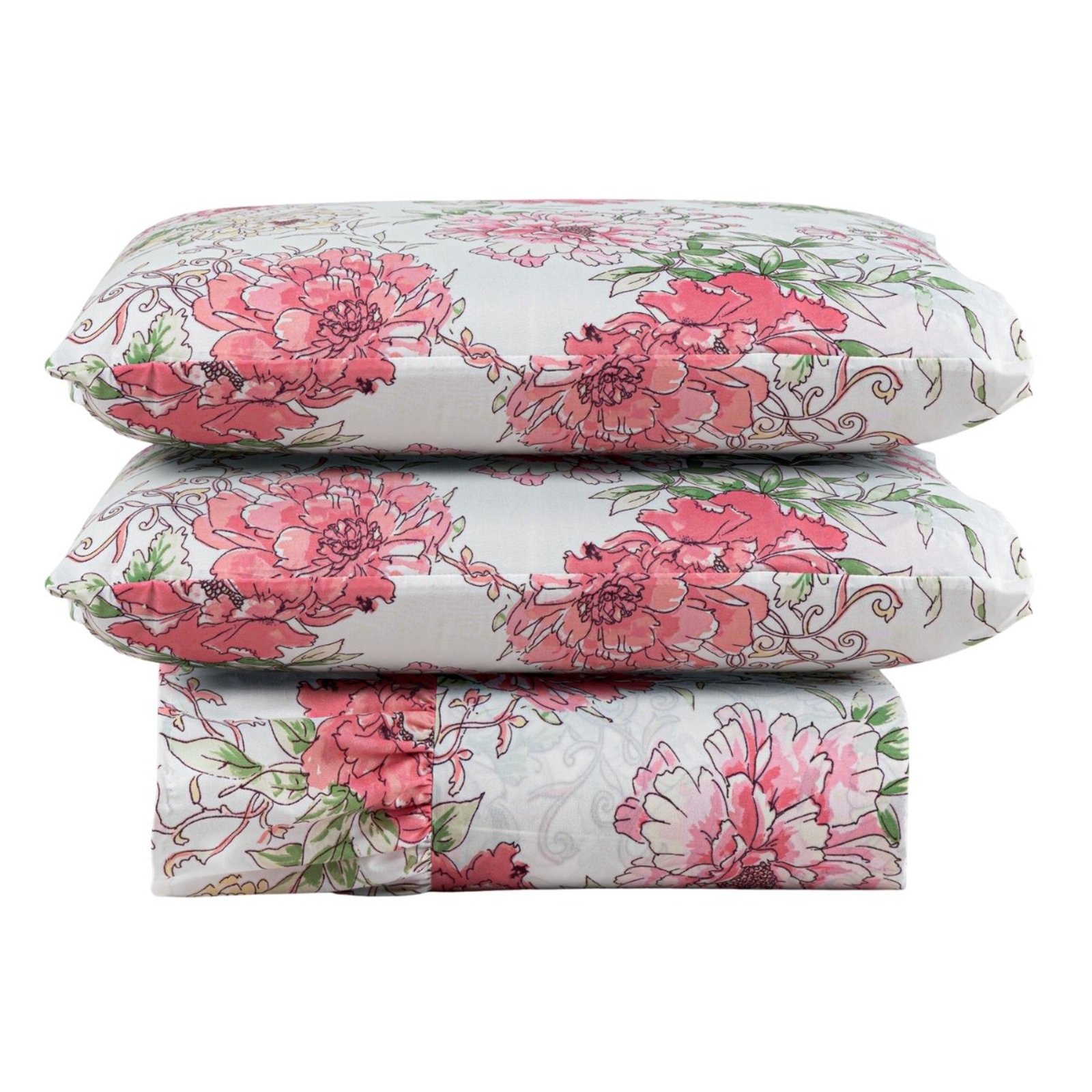 Kit Cobre Leito Laila Casal Micropercal 400 Fios Colcha Com Babado Estampado 3 Peças Floral 2