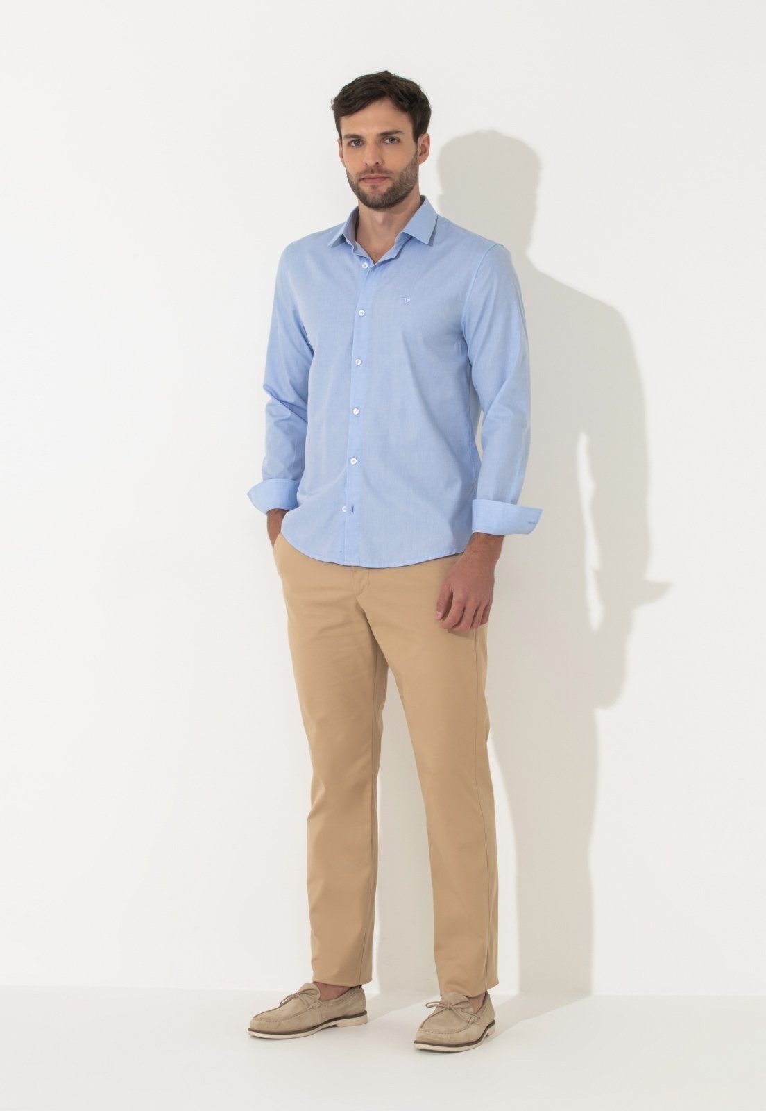 Vista 3 Camisa Traymon Slim Manga Longa Claro azul Traymon azul