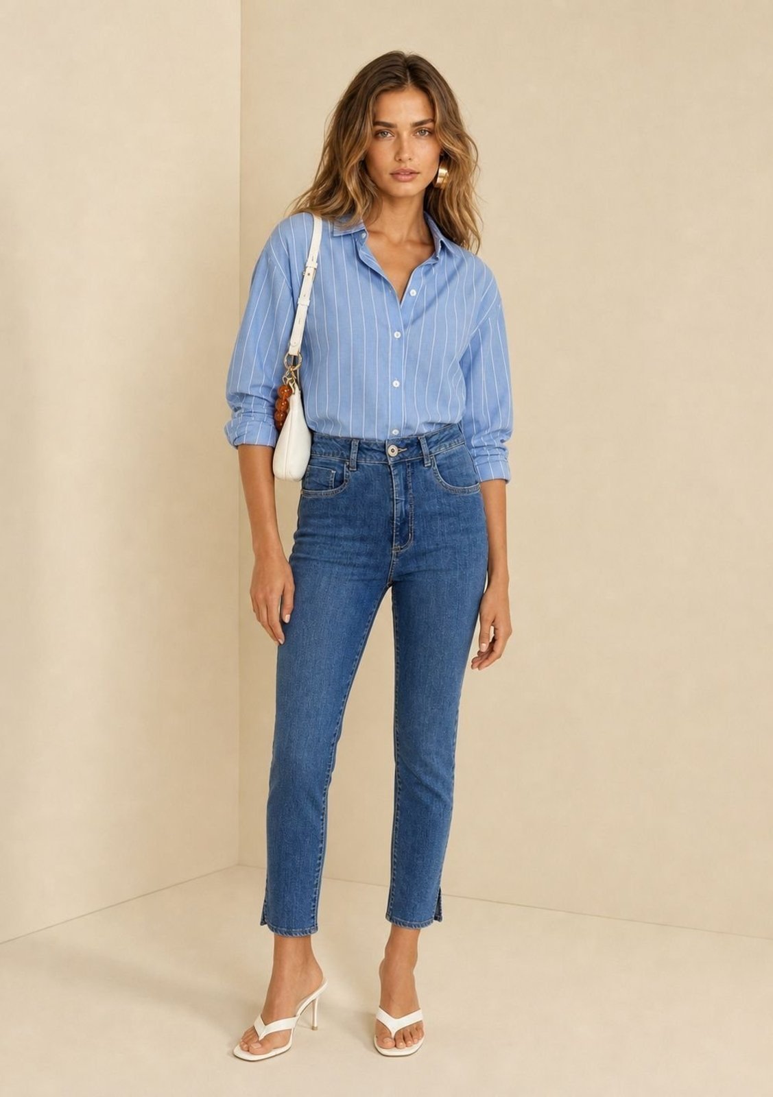 Calça Skinny Alta - Azul