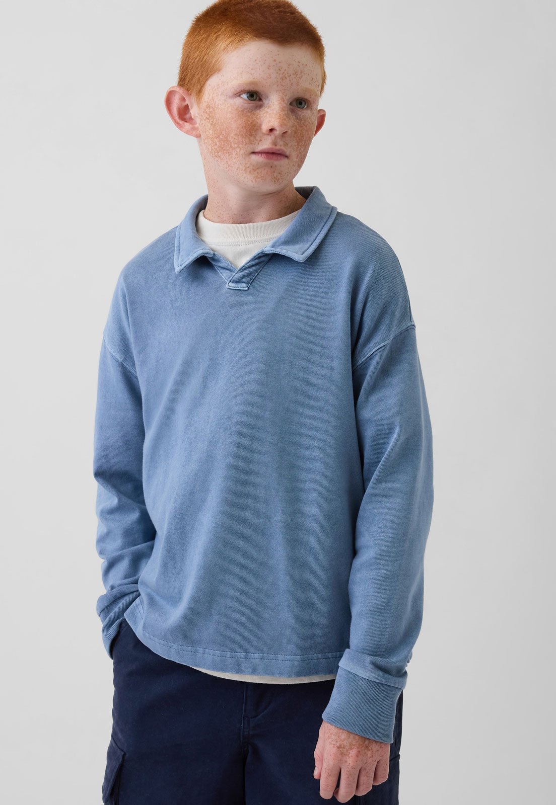 Infantil - Blusa GAP Polo Manga Longa Azul