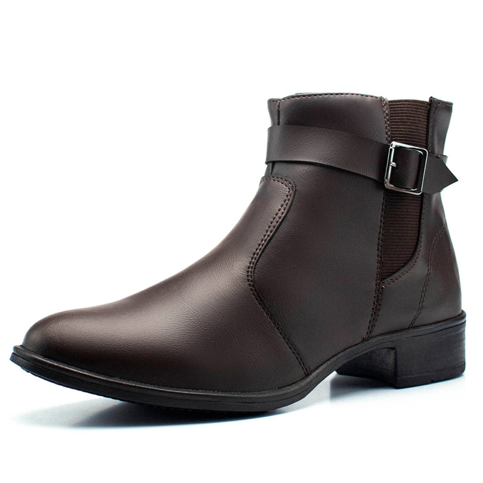 Bota Feminina Cano Curto Salto Baixo Lisa Confortável Moda