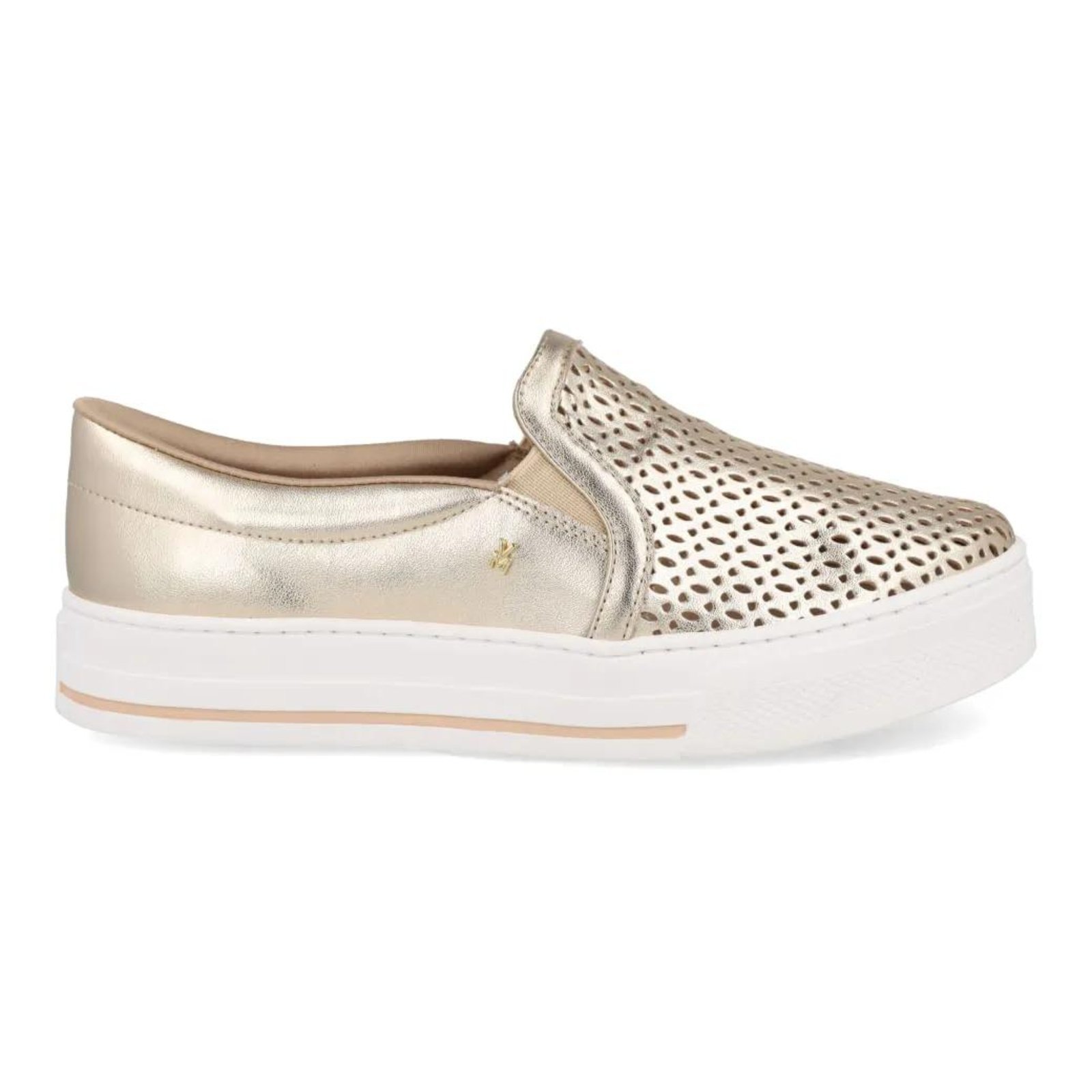 Vista 3 Tênis Via Marte Slip On Feminino dourado VIA MARTE dourado