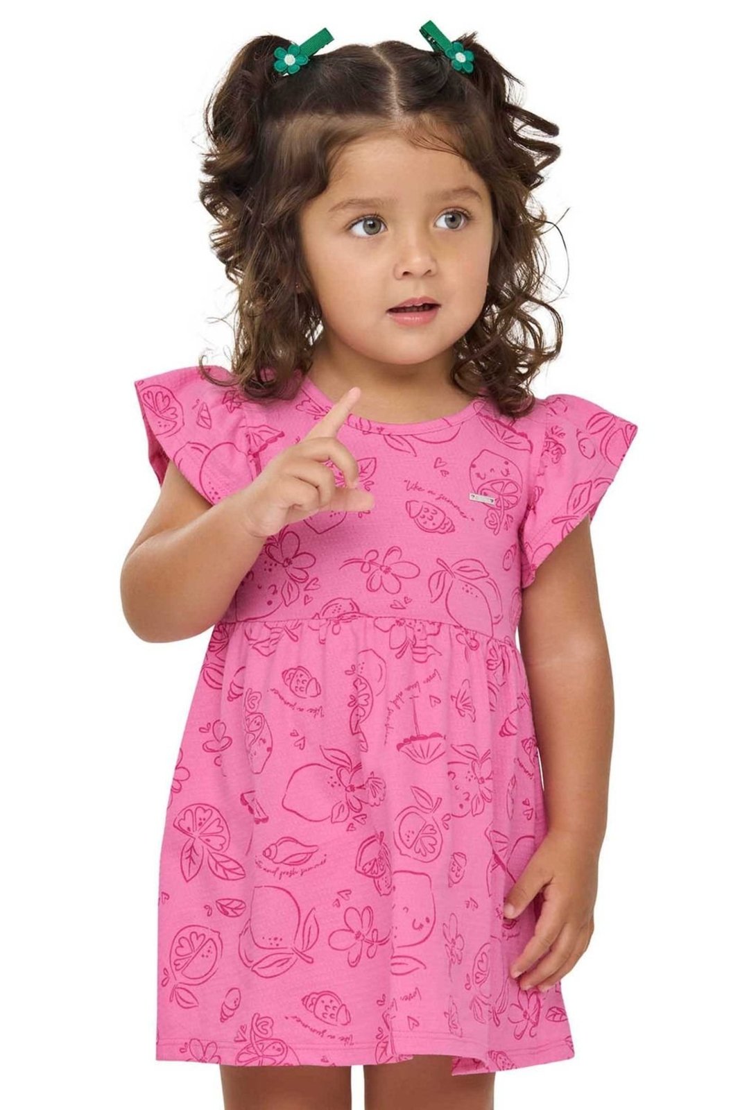 Infantil - Vestido Menina Estampa Frutas Elian Rosa
