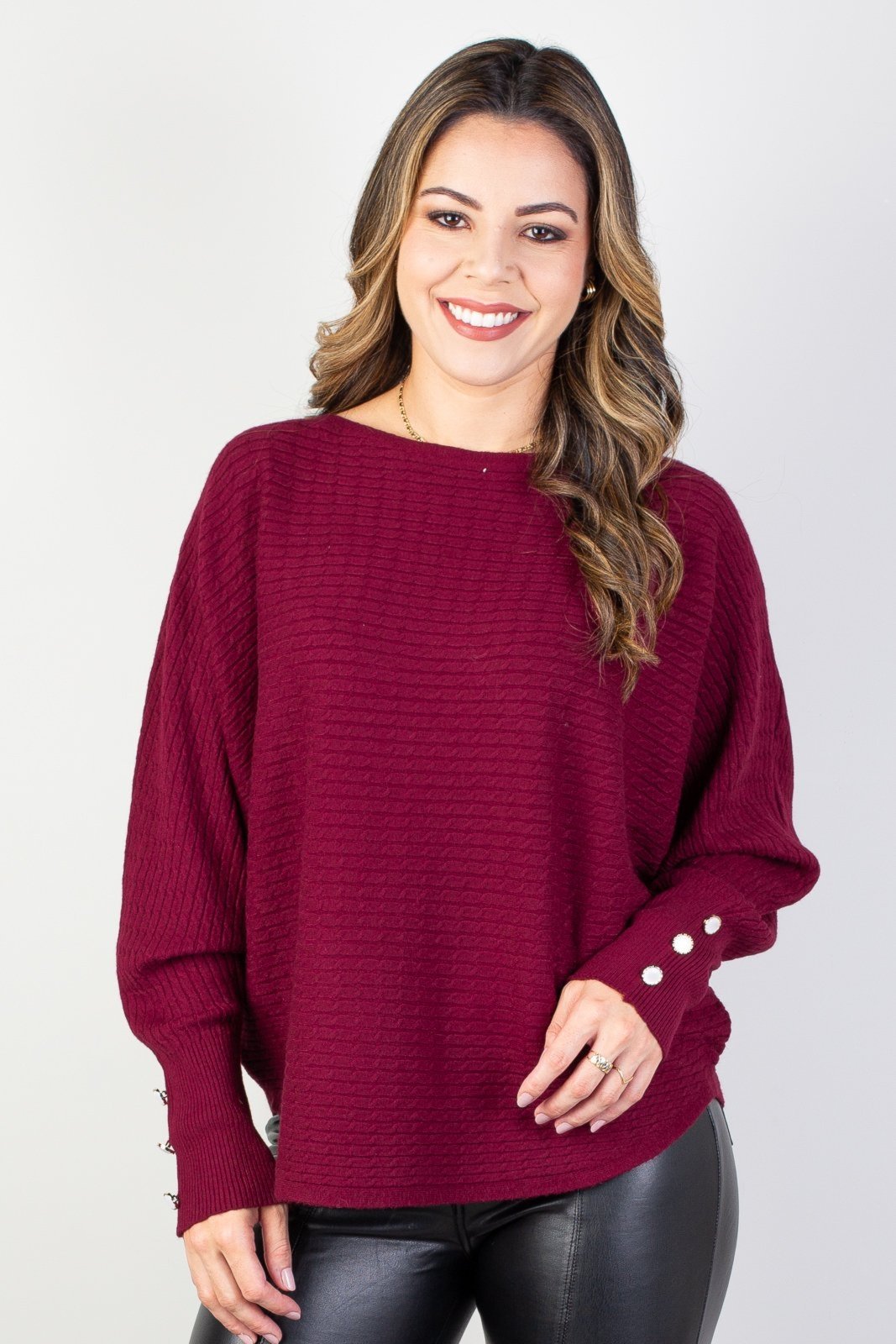 Blusa feminina ponchinho 81196 – Bordô