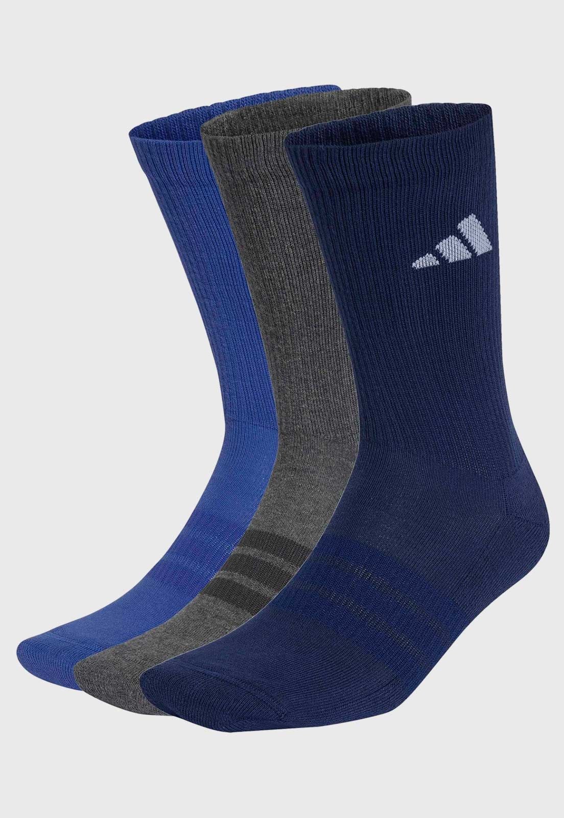 Kit 3 Meia adidas Performance Cano Médio Ess Crw Azul