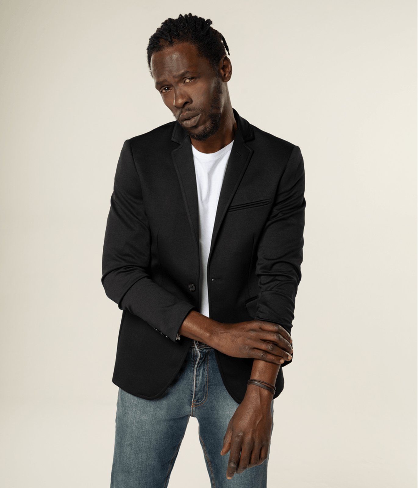Blazer Casual Dois Botoes Masculino Preto