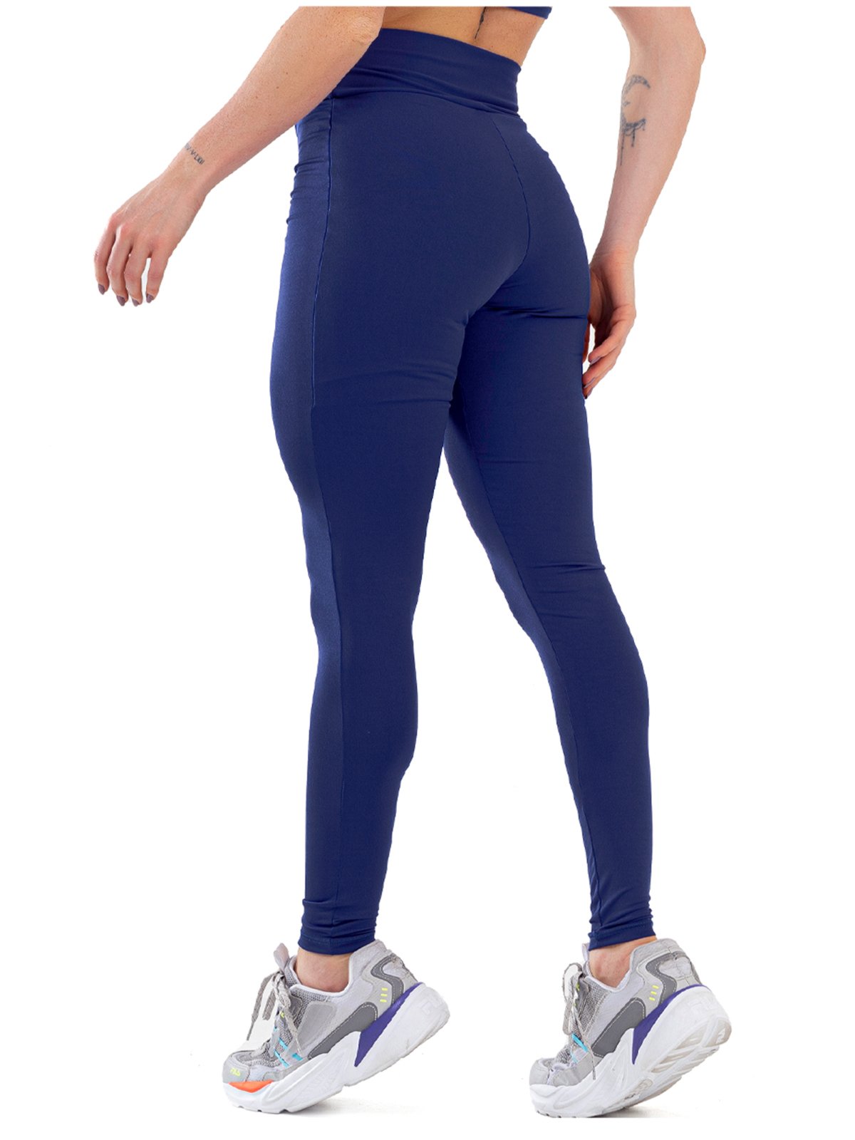 Vista 3 Calça Legging Fitness Lisa Academia Cintura Alta Zero Transparência 080 BRAVAA STORE azul/azul marinho azul BRAVAA STORE azul/azul marinho azul