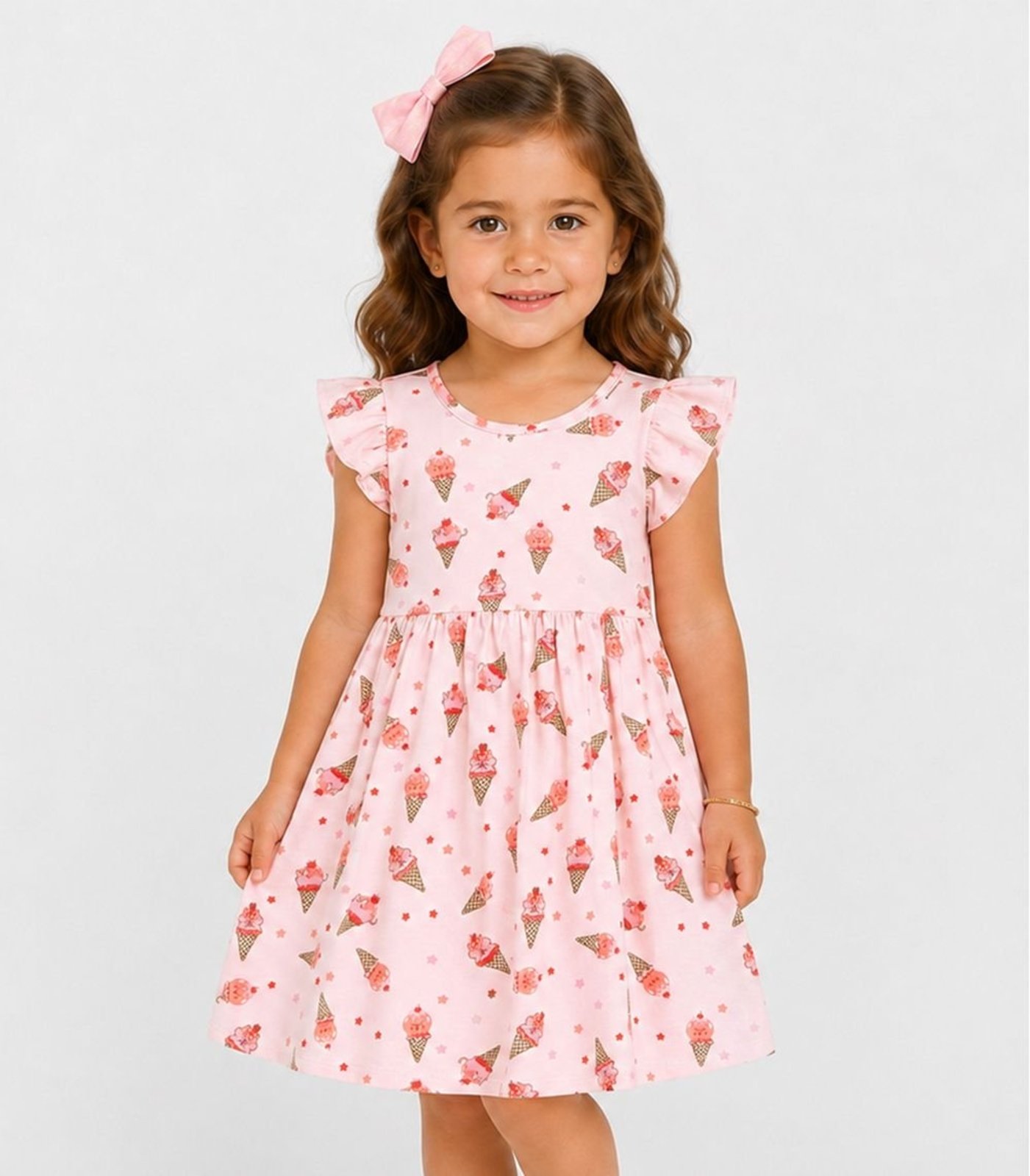 Vestido Feminino Estampado Em Malha Cotton Select Rosa