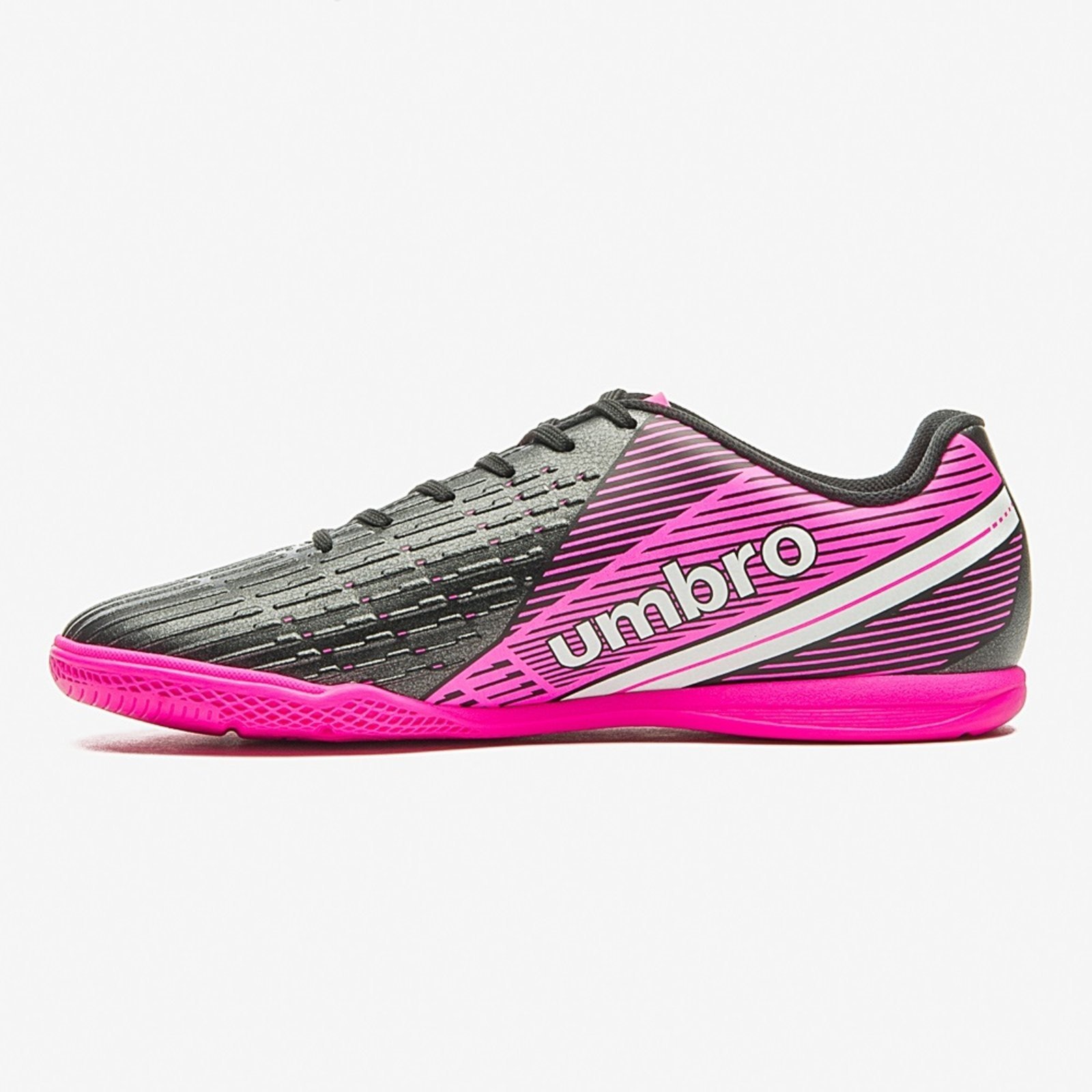 Vista 3 Chuteira Futsal Umbro Fire Preto/Rosa preto rosa Umbro preto rosa