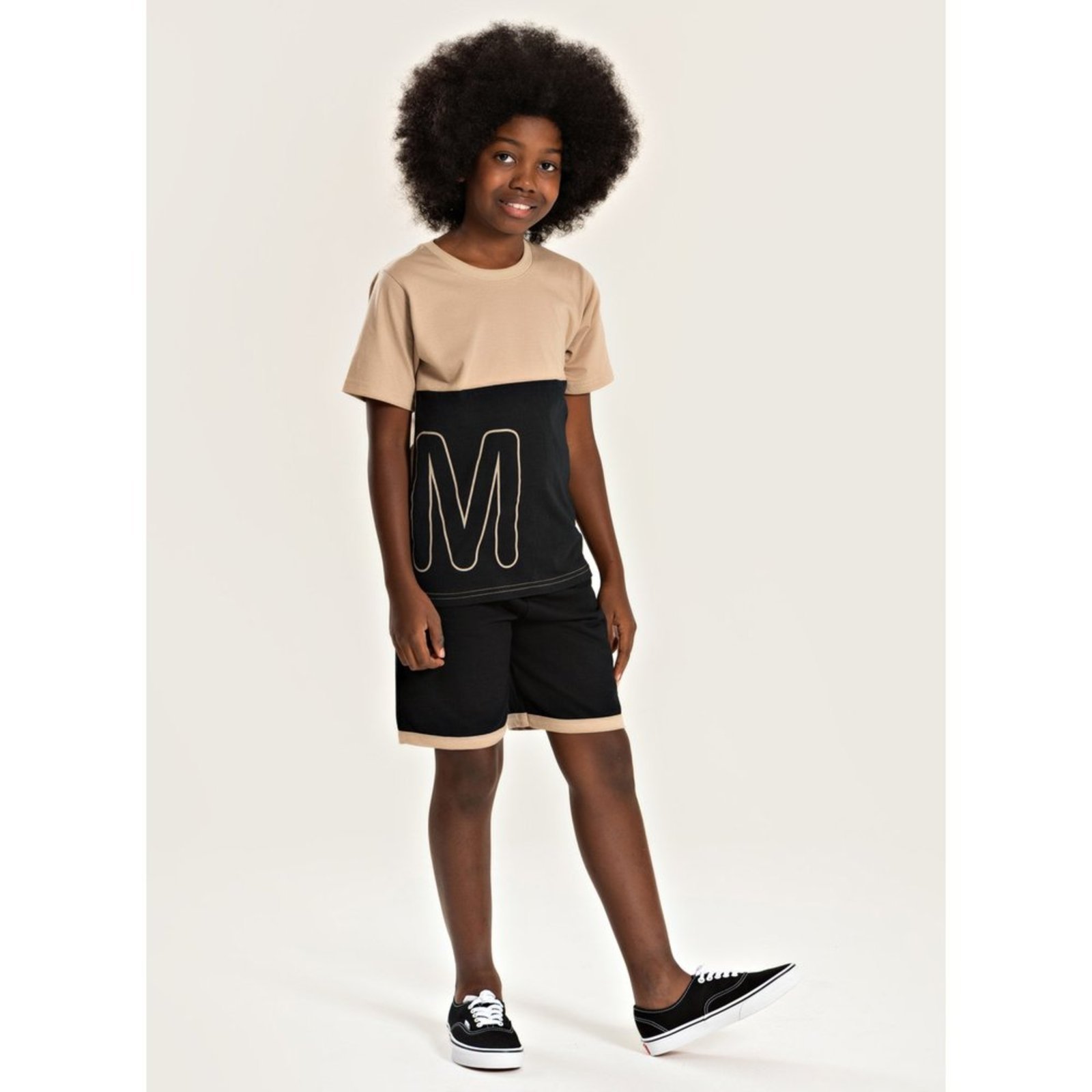 Infantil – Conjunto Molekada Verão Menino Marrom Camiseta com Recorte e Bermuda com Barra