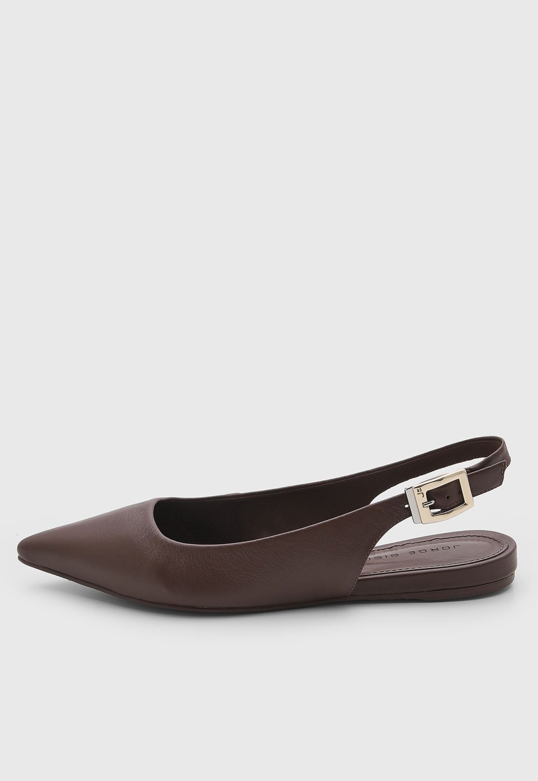 Sapatilha Feminina Jorge Bischoff Bico Fino Couro Slingback Marrom