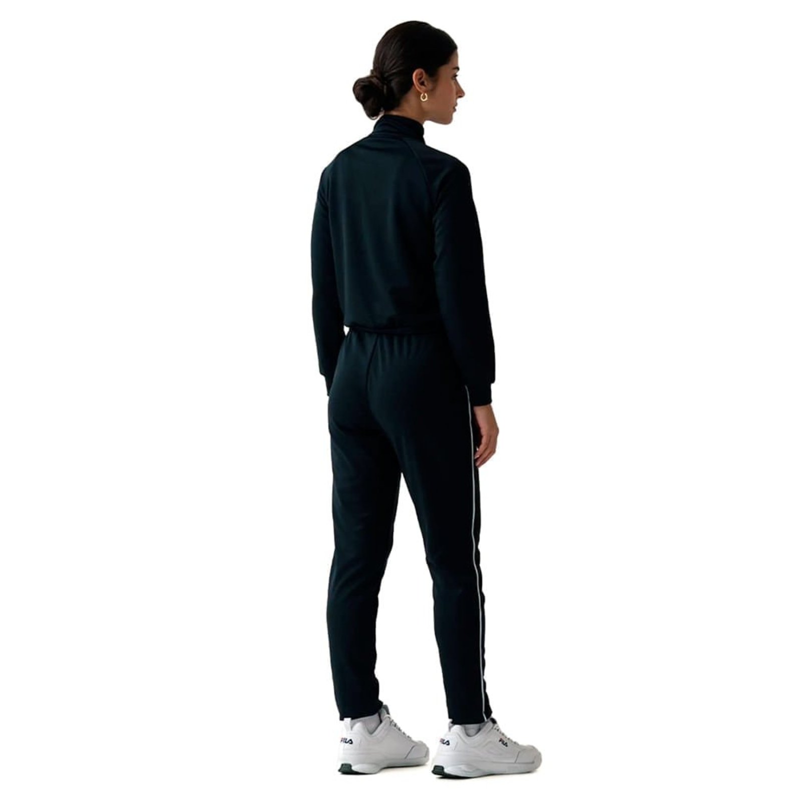 Vista 3 Agasalho Feminino Fila Classic Icon Branco preto Fila preto