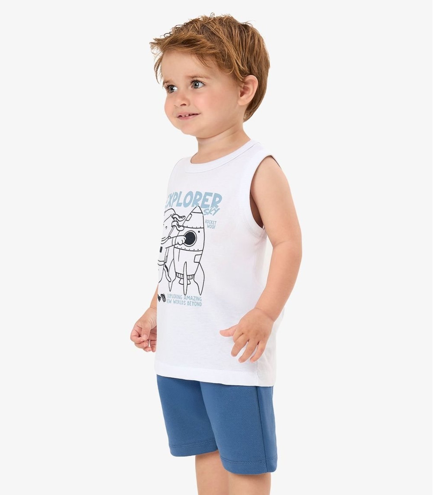 Infantil - Conjunto Machão Com Bermuda Rovi Branco