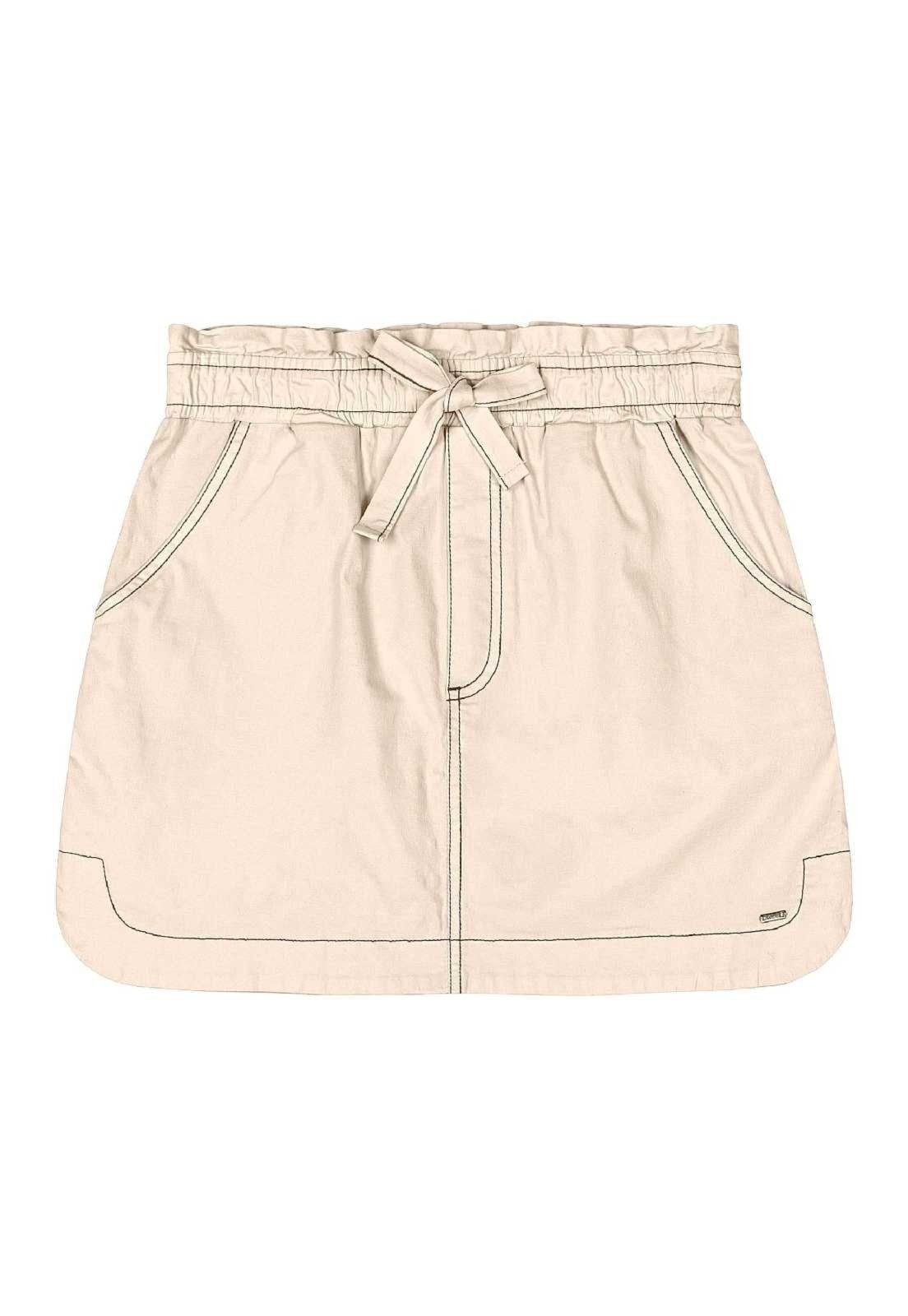 Infantil – Saia Juvenil em Sarja Gloss Bege