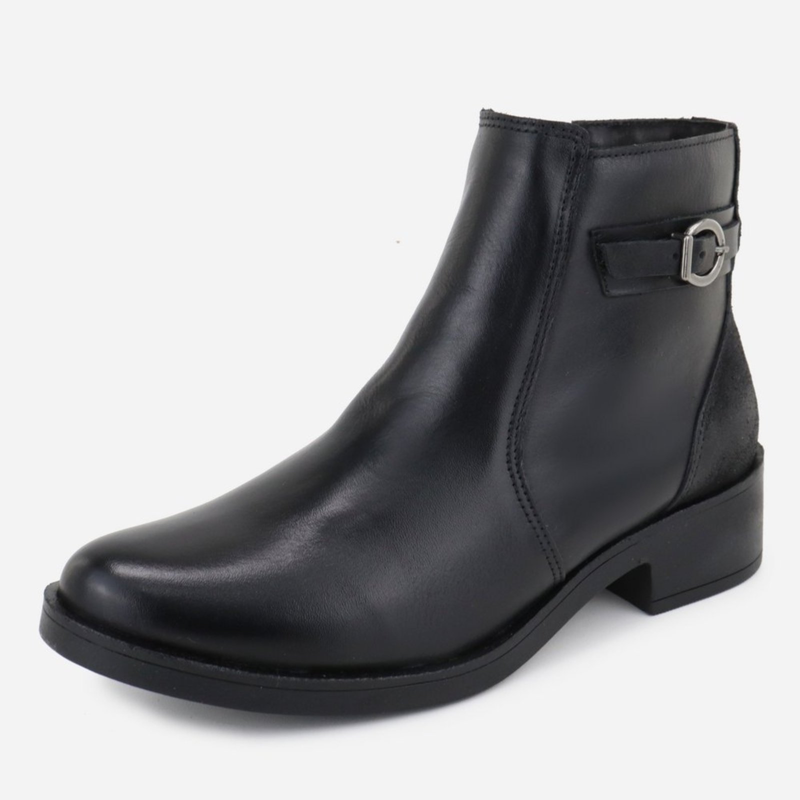 Bota Botinha Couro Maria Paula Cano Baixo Confortável Preto