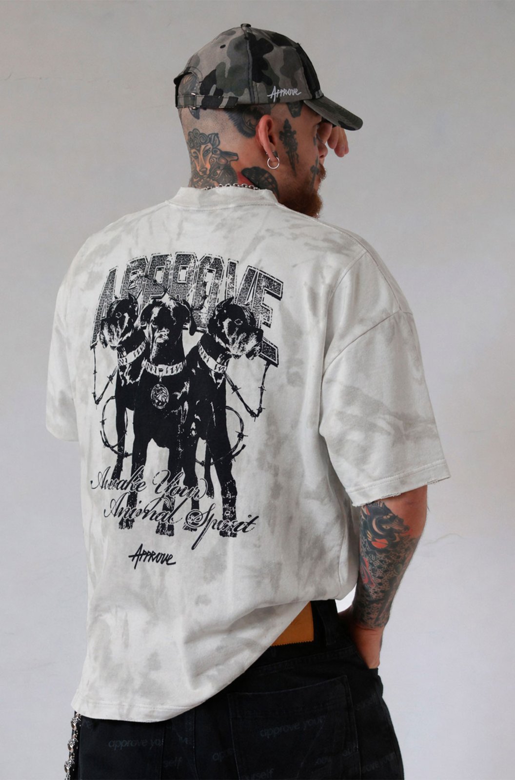 Camiseta Masculina Approve Huge Animals Cone Corso Bege