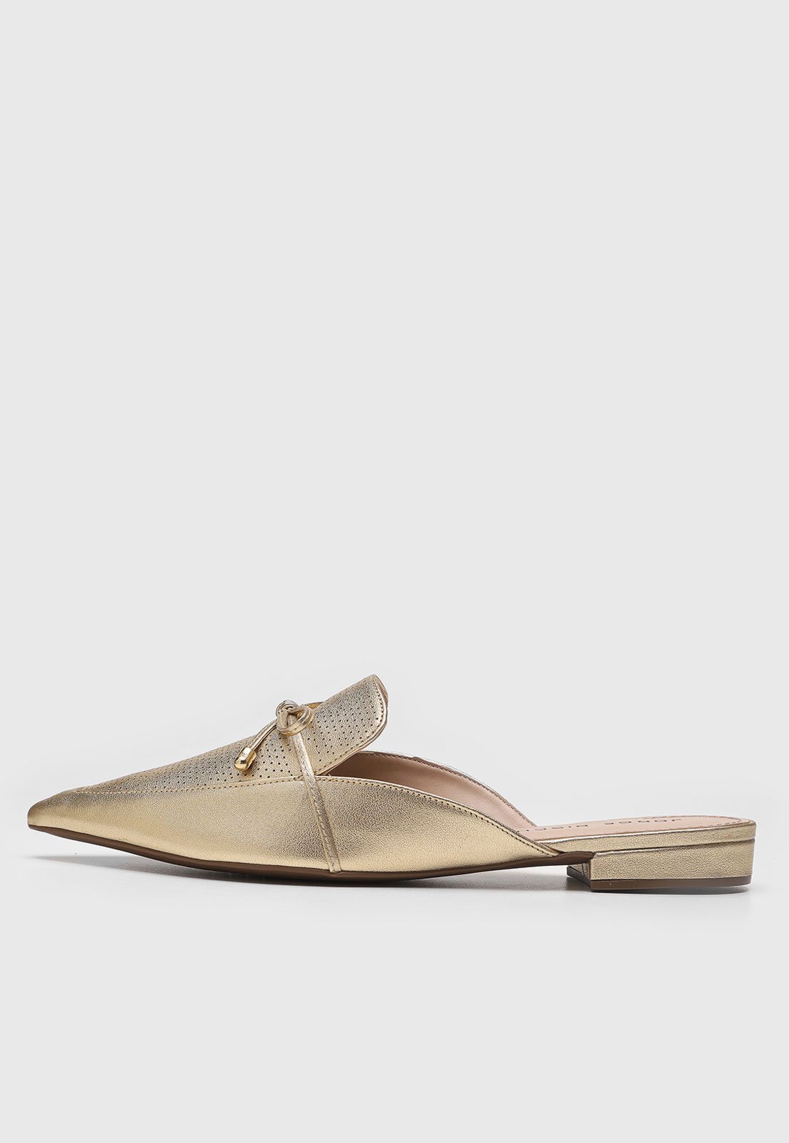 Mule Feminino Jorge Bischoff Bico Fino Dourado