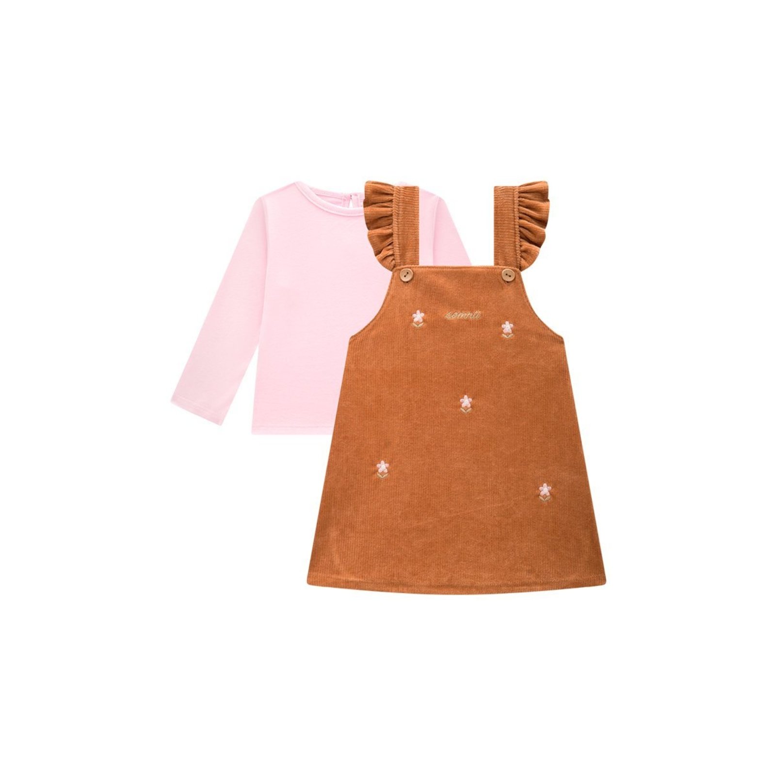 Infantil - Conjunto Menina Blusa e Salopete em Veludo