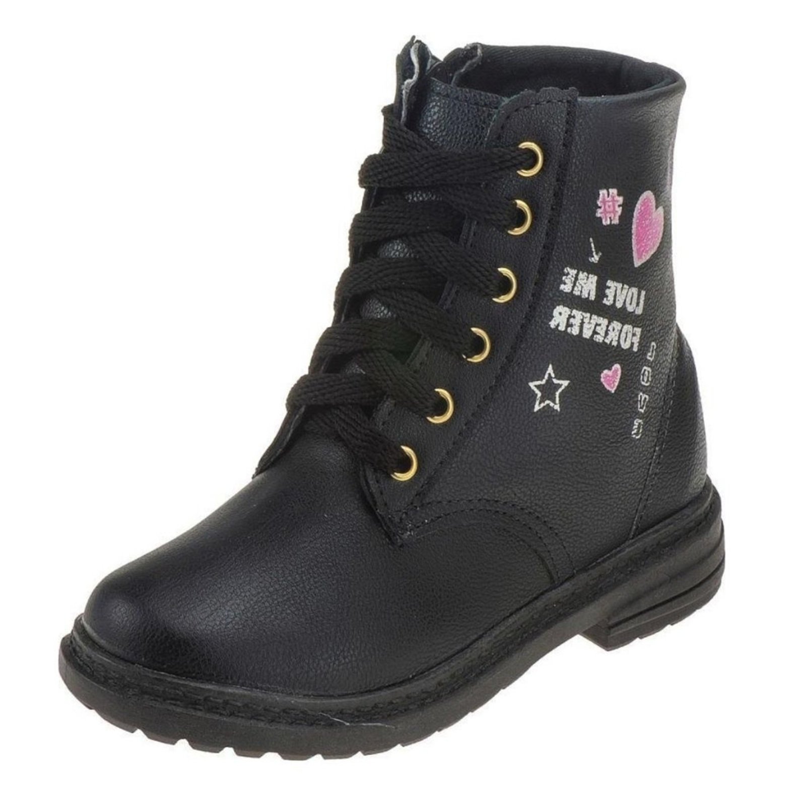 Infantil - Coturno Menina Preto Cano Médio Casual Leve e Confortável Bota Feminina Moda Blogueira